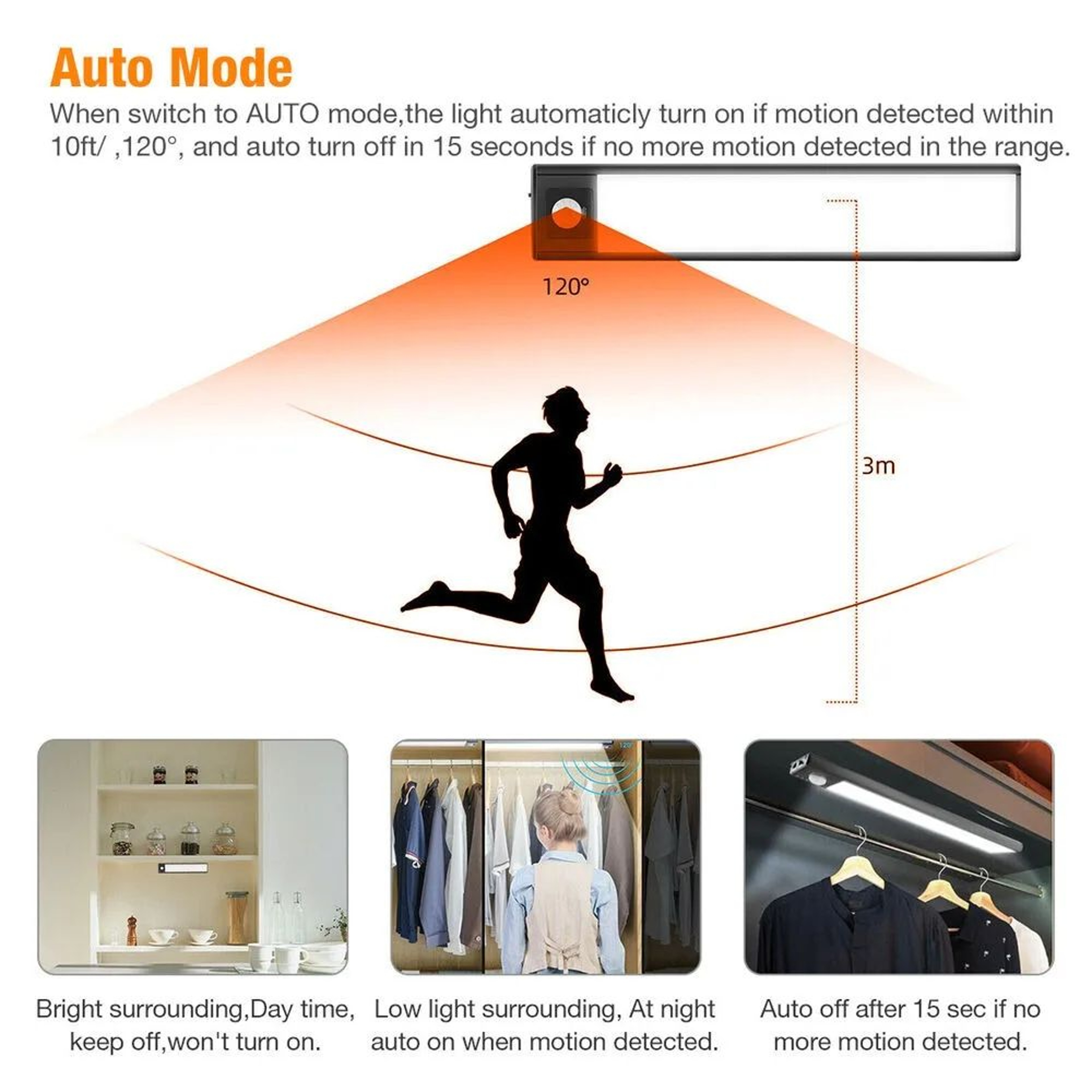 LumiShift 3 Color Rechargeable Motion Sensor Cabinet Light 3