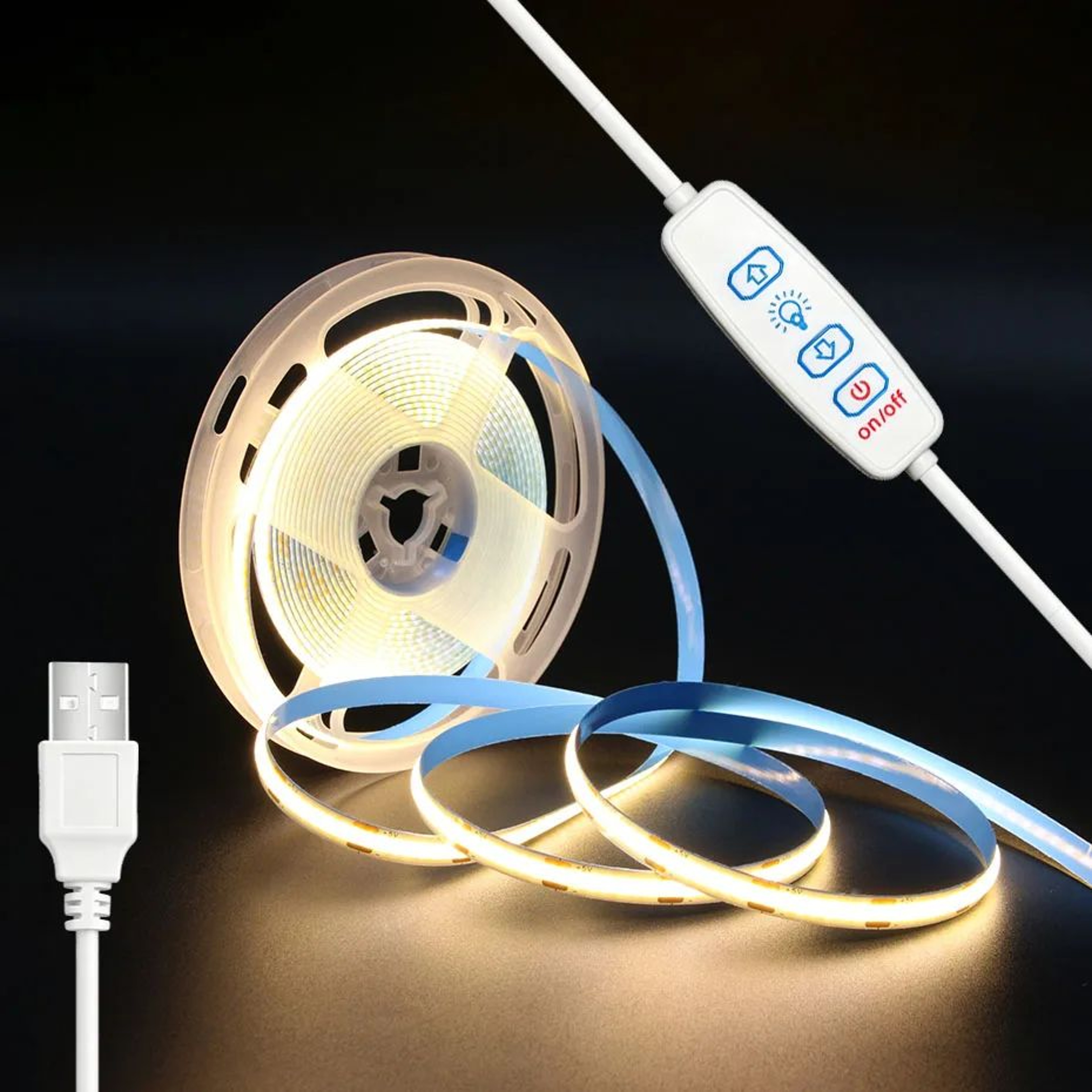 USB Dimmable High Density COB LED Strip Light 0