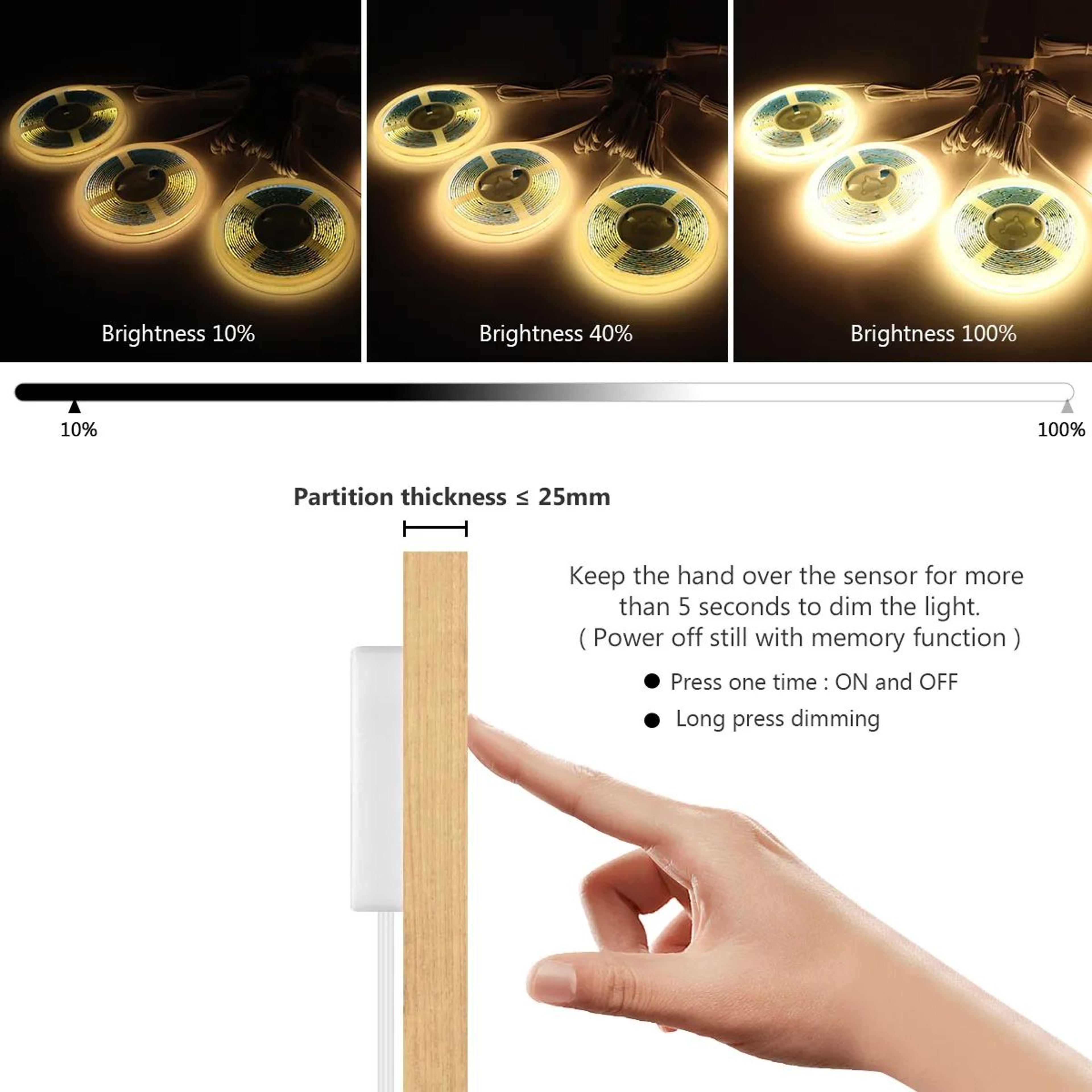 Dimmable Touch Sensor COB LED Under Cabinet Light 2