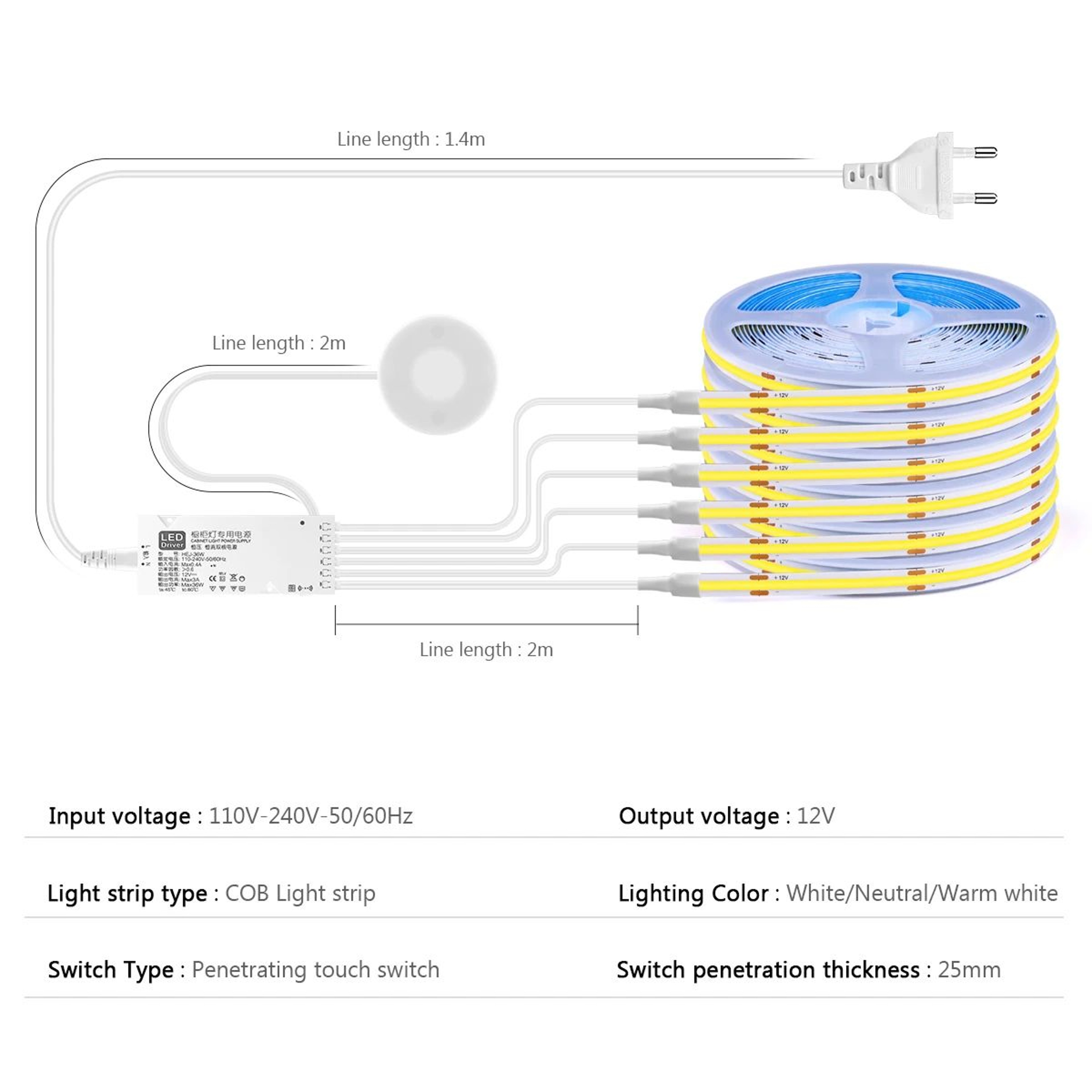 Dimmable Touch Sensor COB LED Under Cabinet Light 1