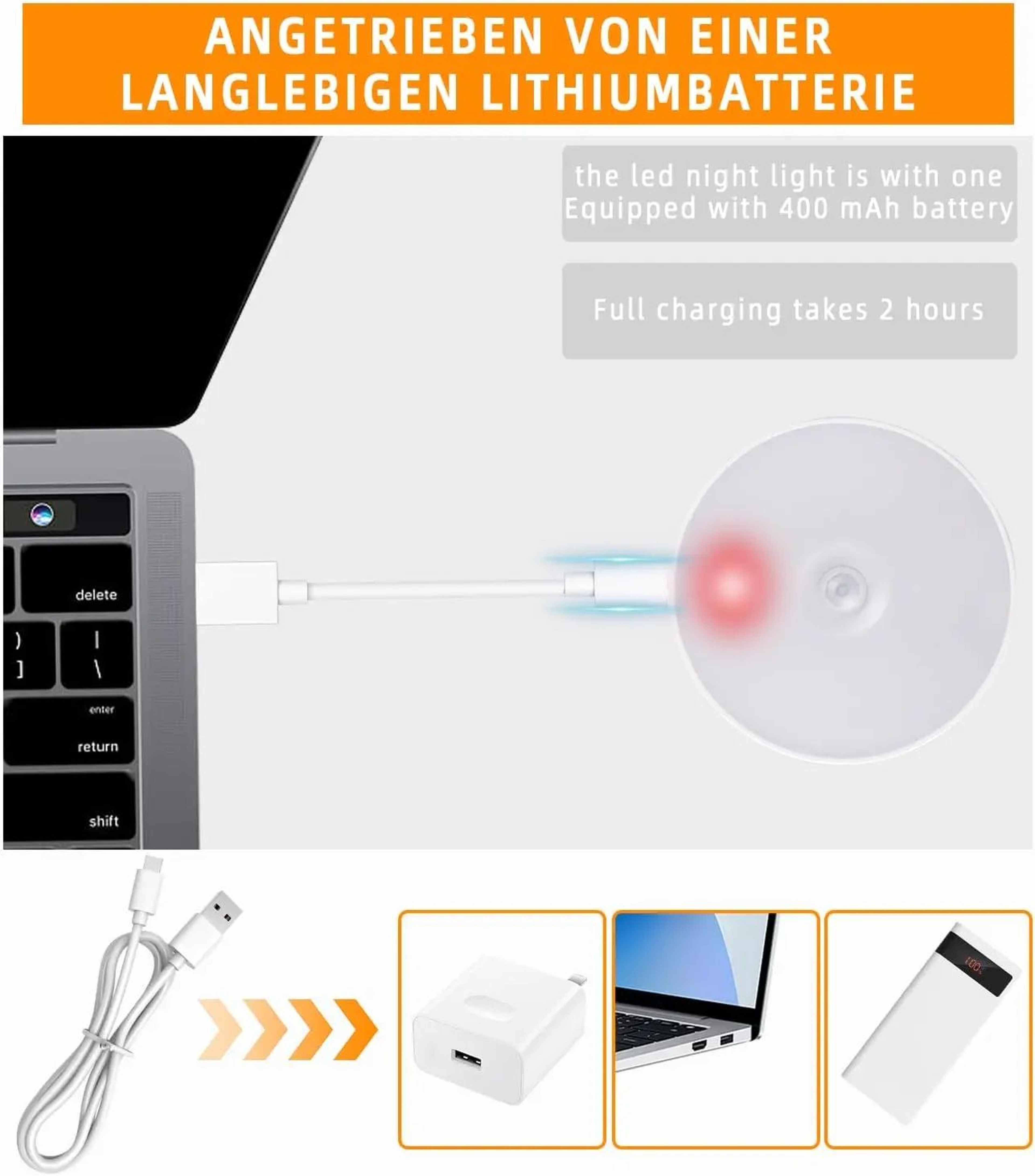 Rechargeable Magnetic Motion Sensor Cabinet Night Light 3