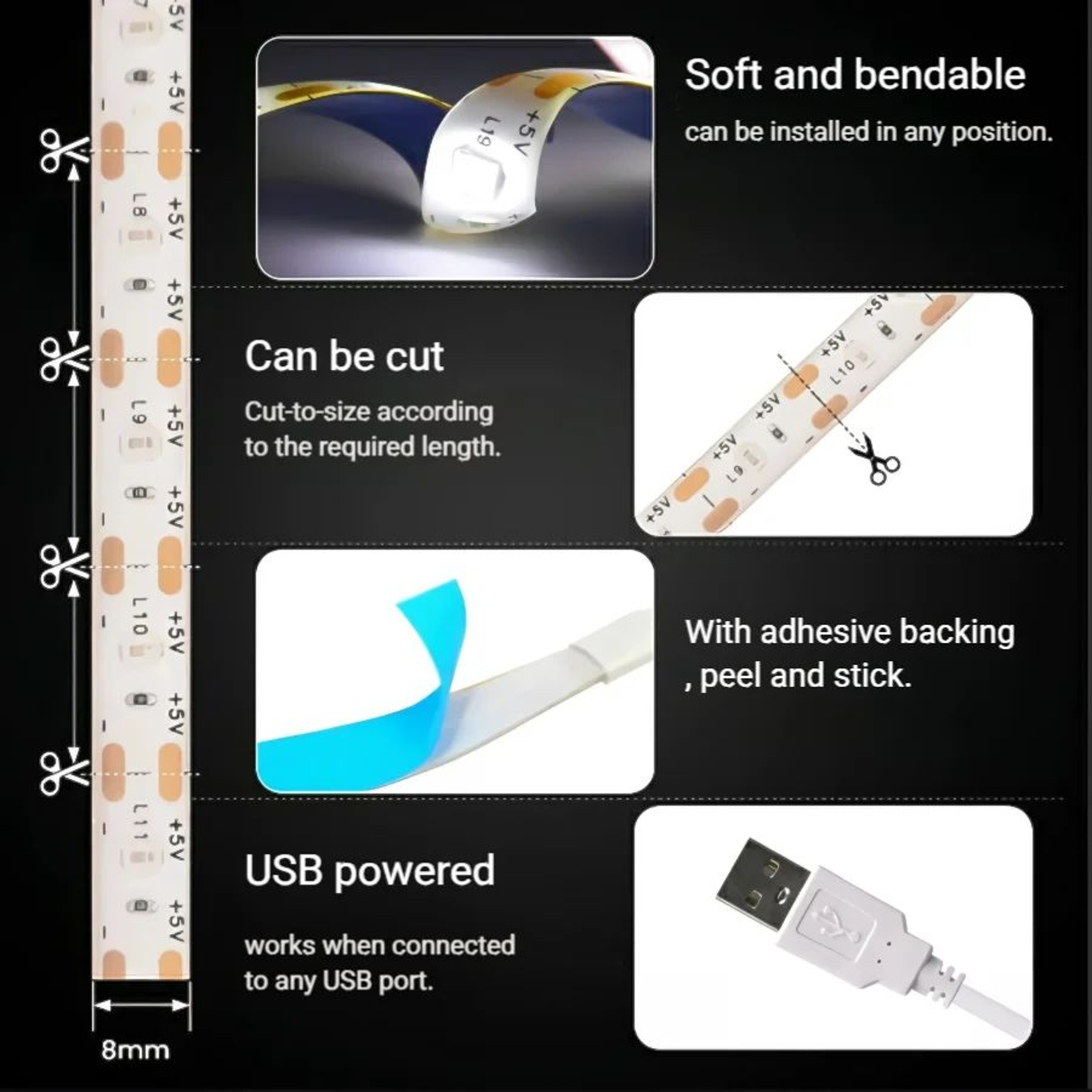 USB Motion Sensor LED Strip Light 3