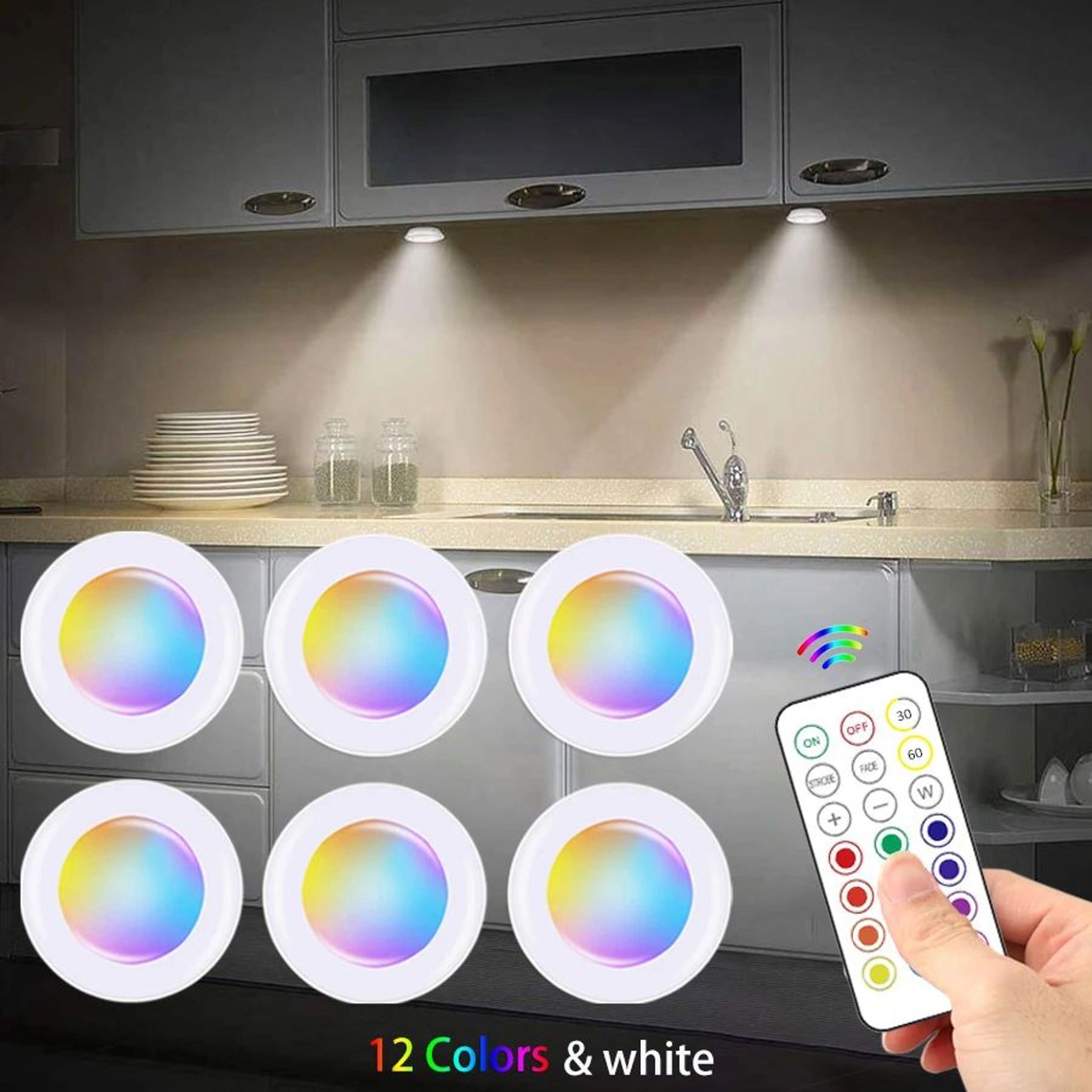 Wireless RGB Under Cabinet Puck Lights 0