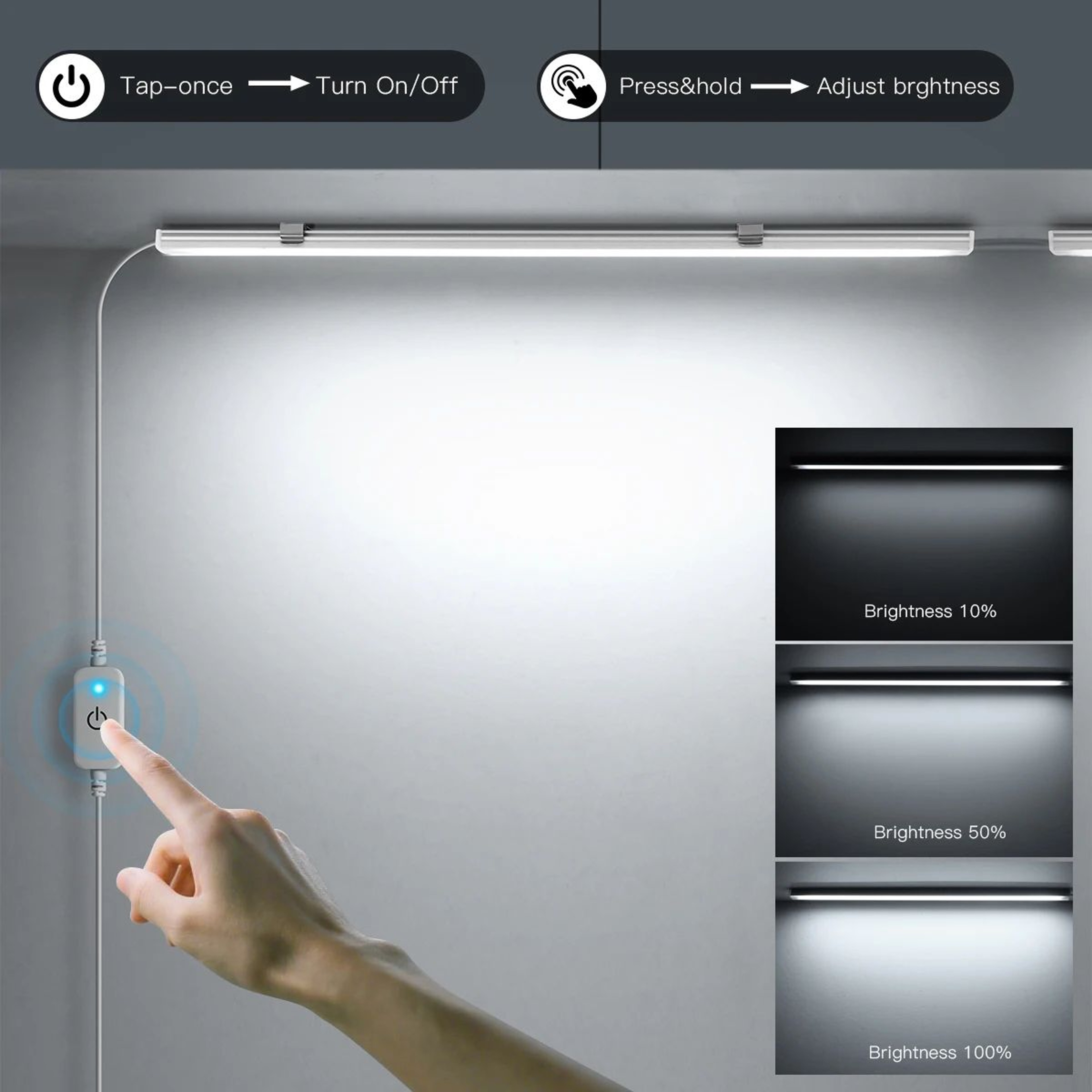 3 Piece Touch Dimmable LED Cabinet Light Set 2