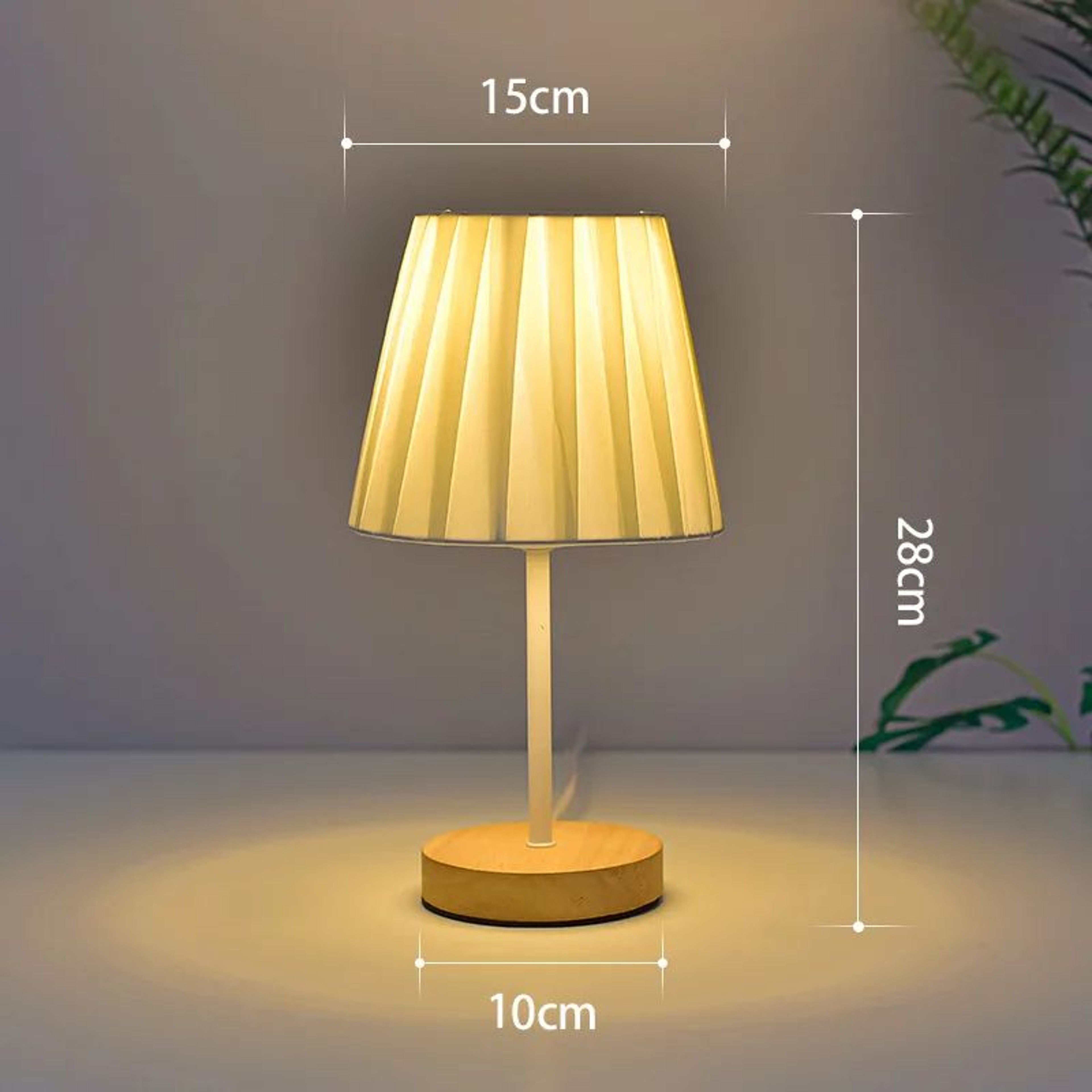 Solid Wood Fabric USB Bedside Lamp 14