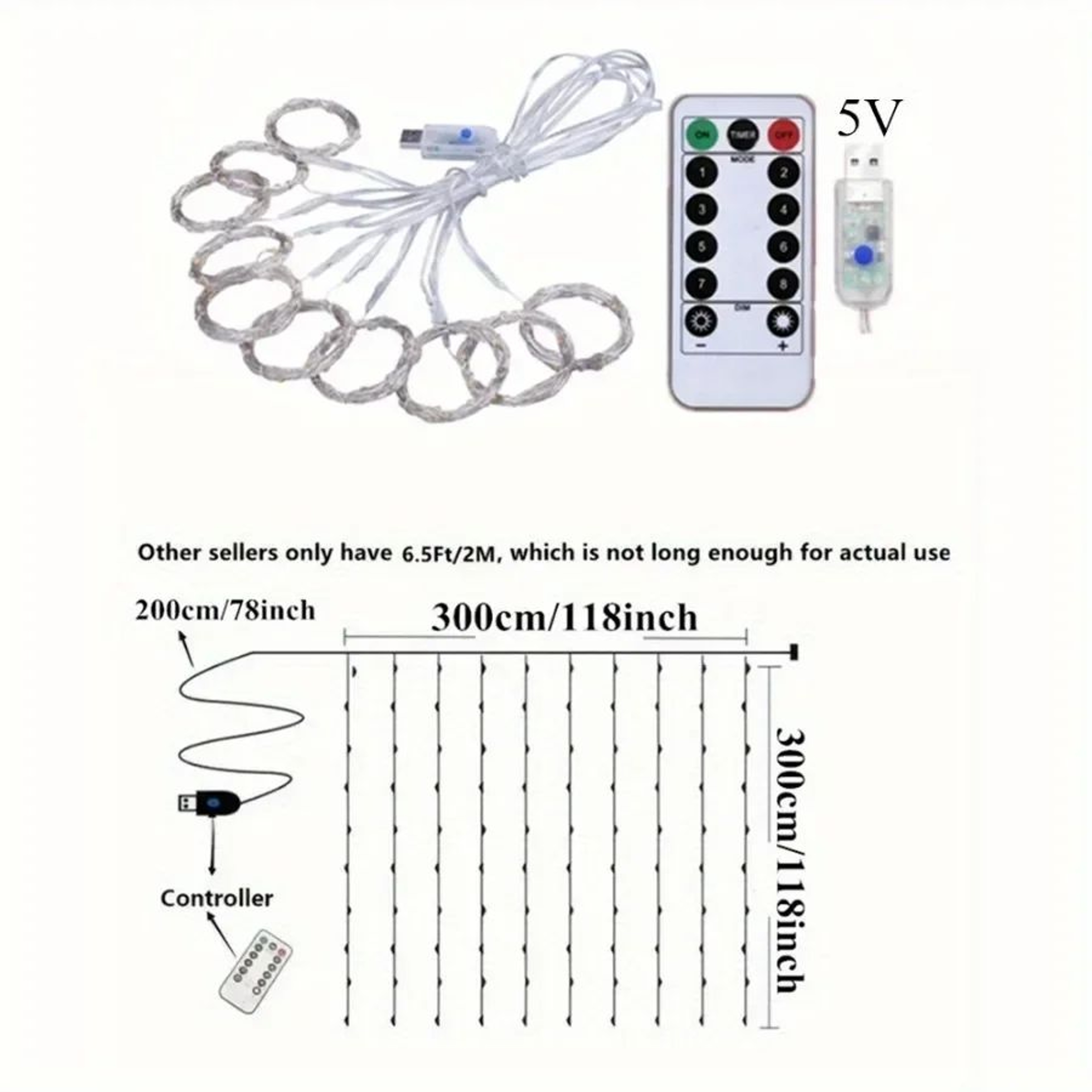 Remote Control USB LED Curtain Fairy Lights 1