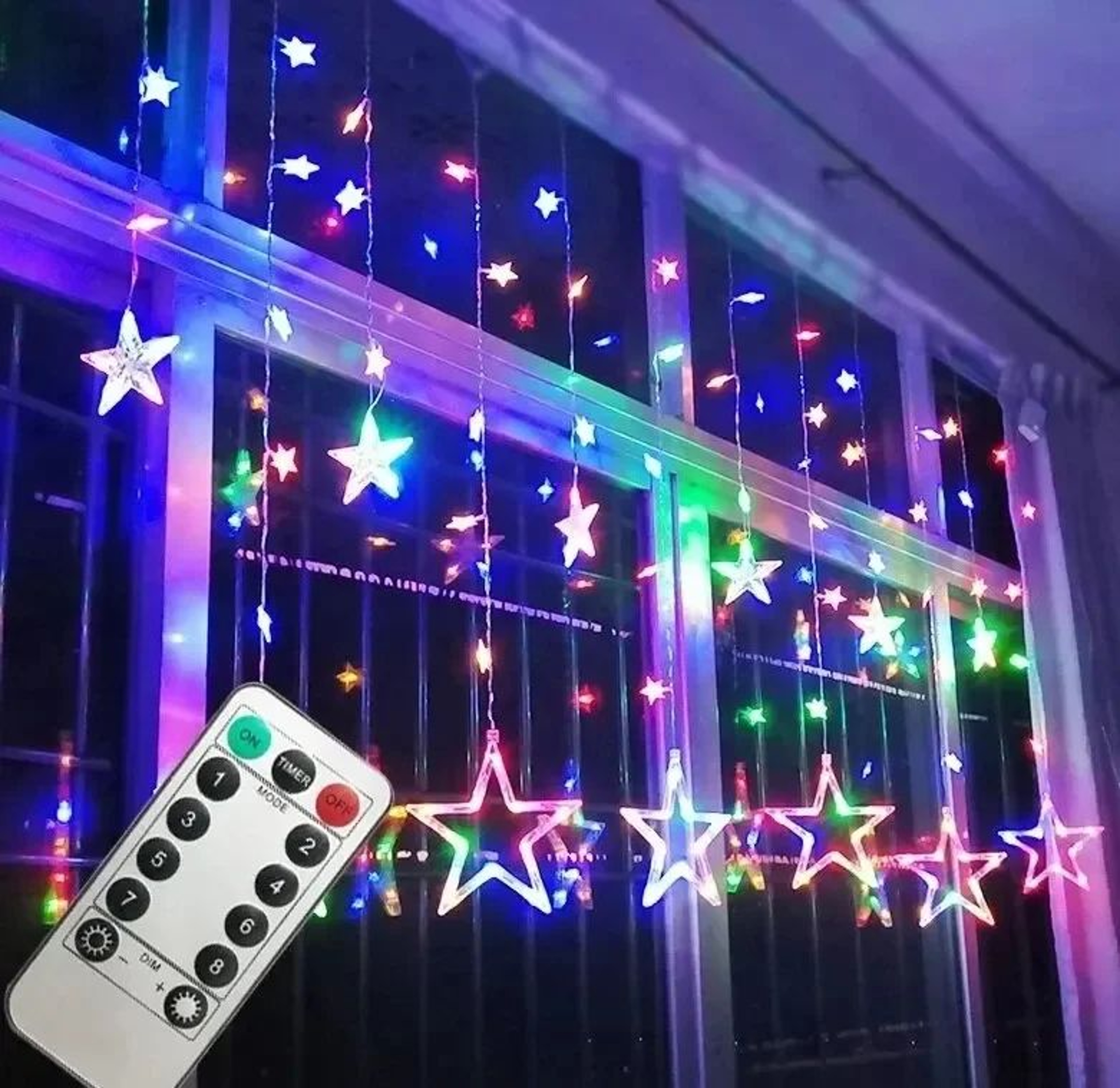 Remote Star Curtain String Lights 6