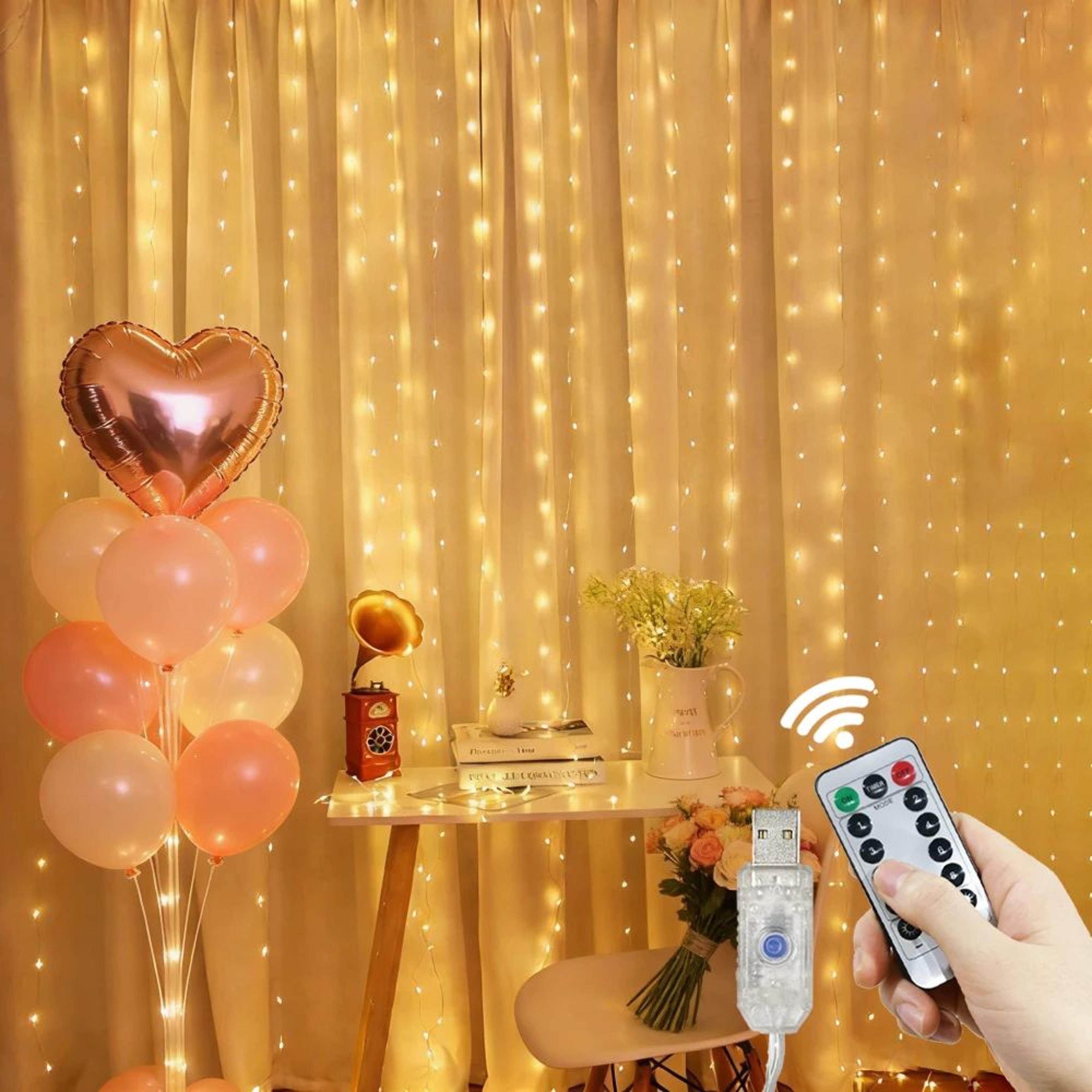 USB Festoon Curtain Lights With Remote 0