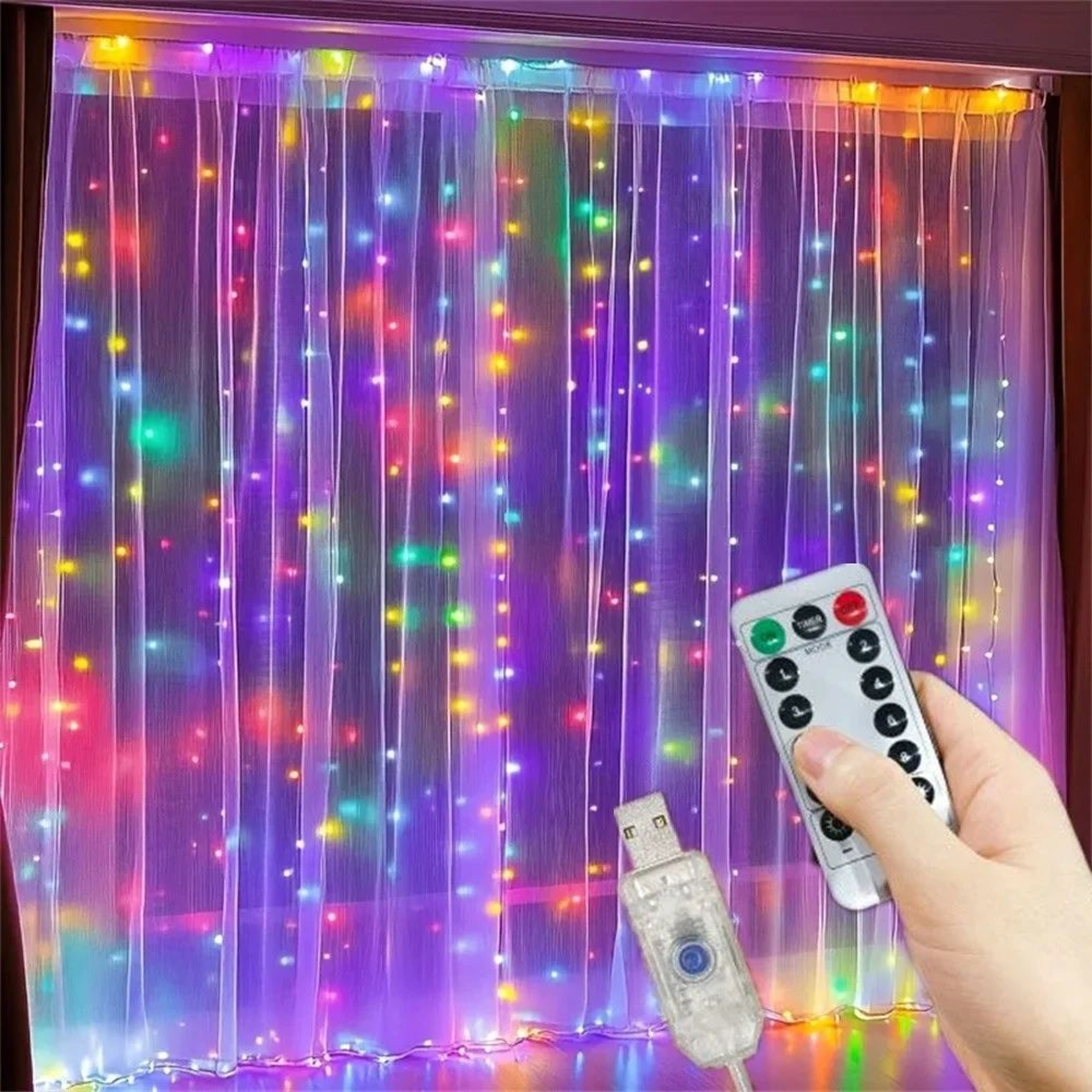 USB Garland Curtain Lights With Remote 3