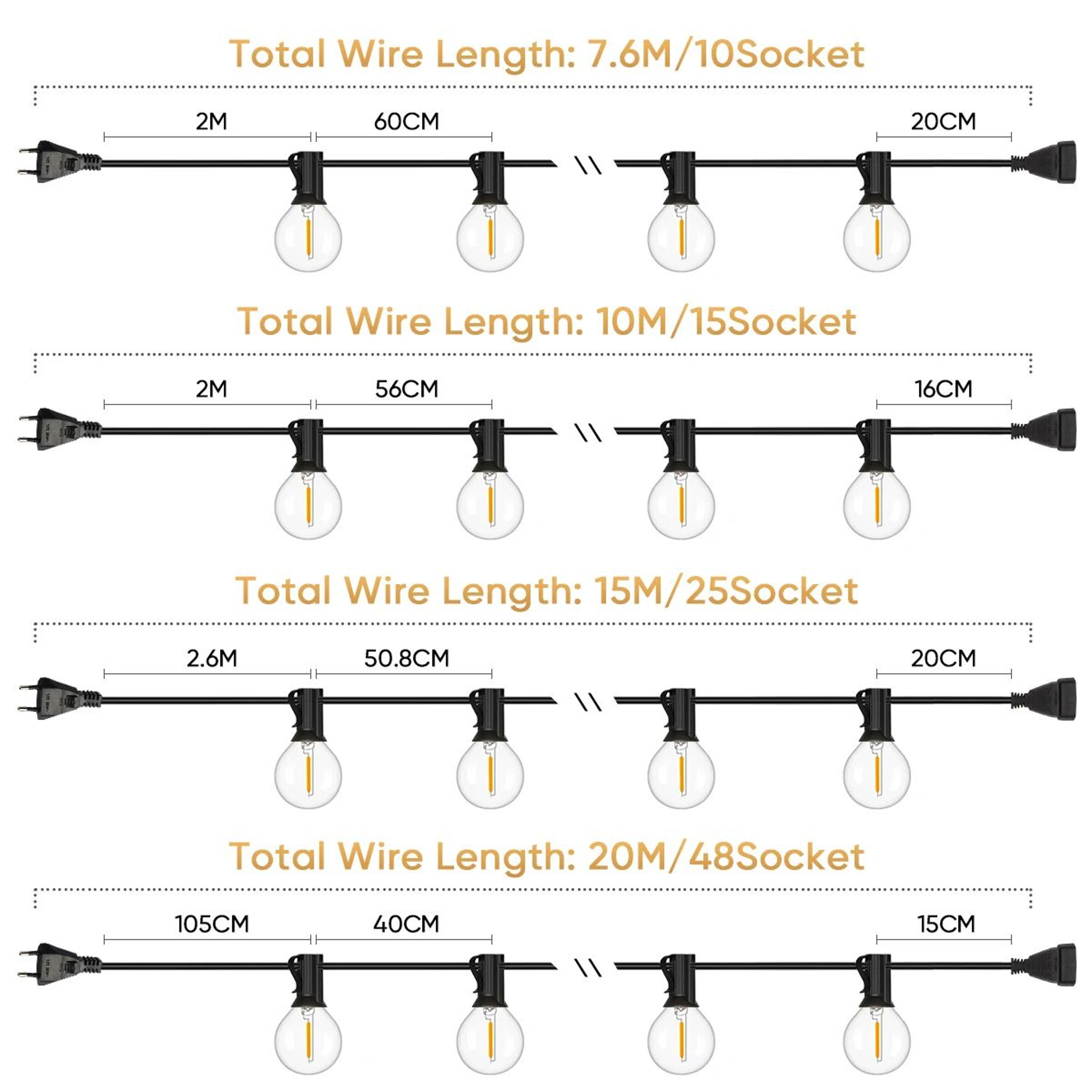 Shatterproof G40 Outdoor Festoon String Lights 5