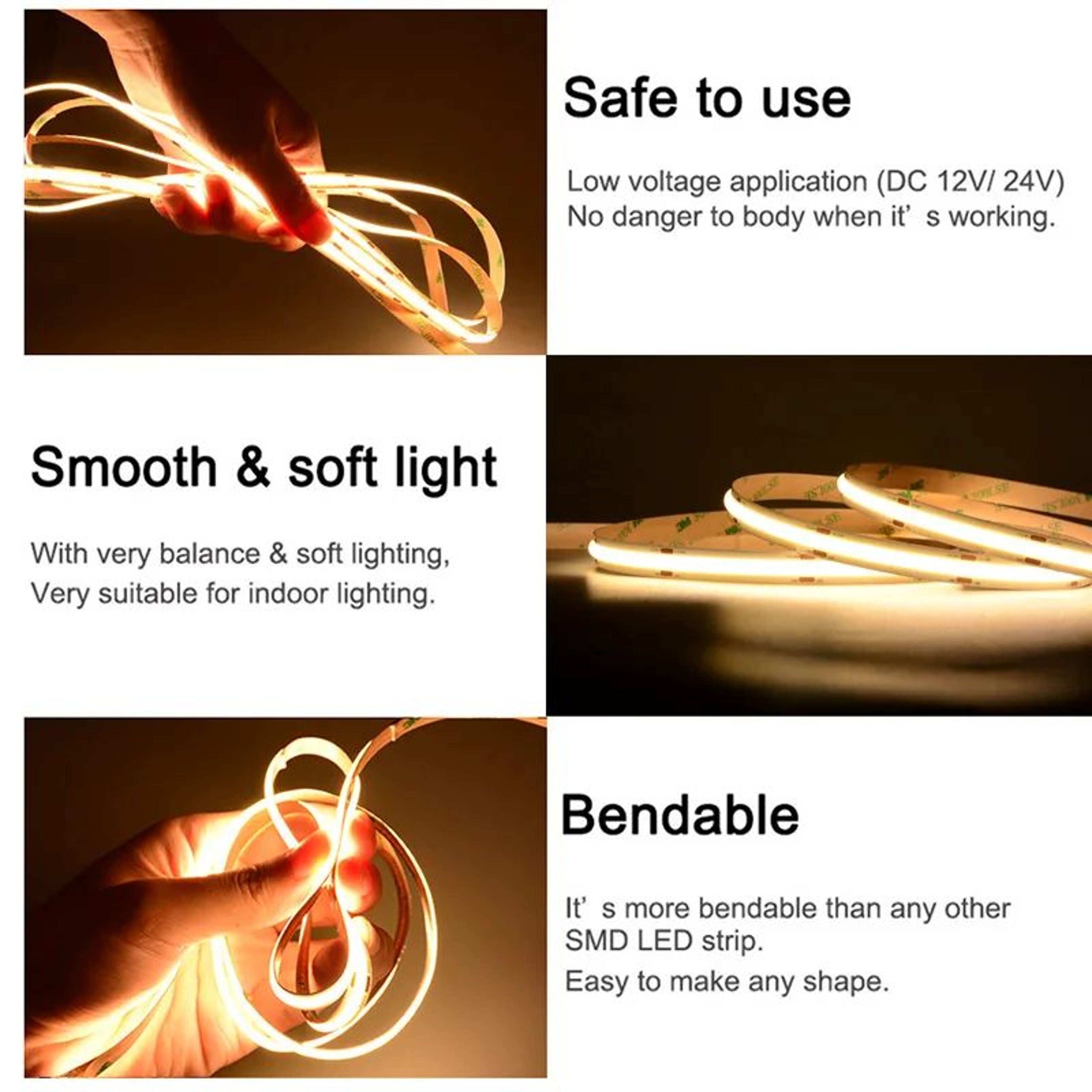 High Density Dimmable FCOB LED Strip Lights 0