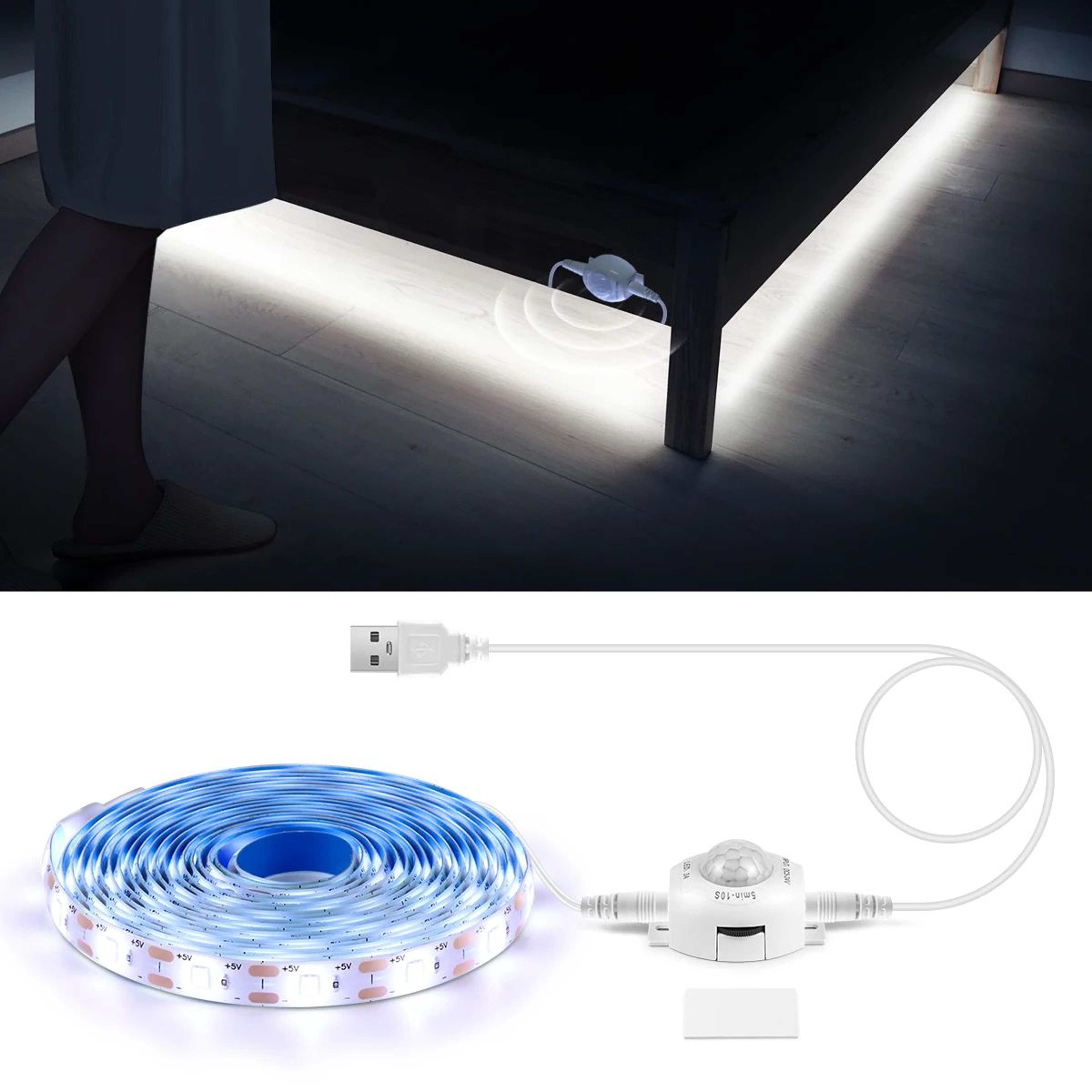Wireless PIR Motion Sensor USB LED Strip Lights 7