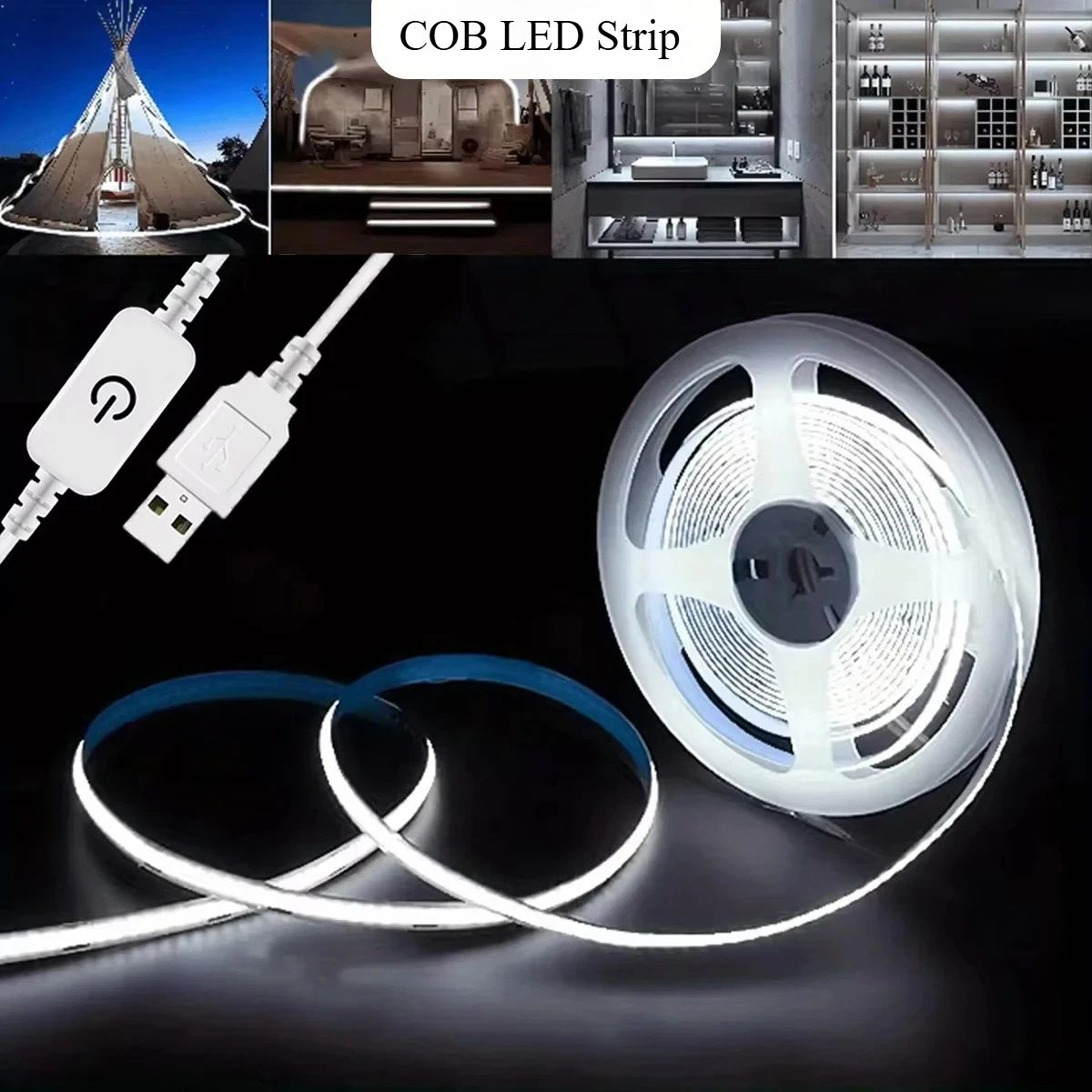 Touch Dimmable USB COB LED Strip 0