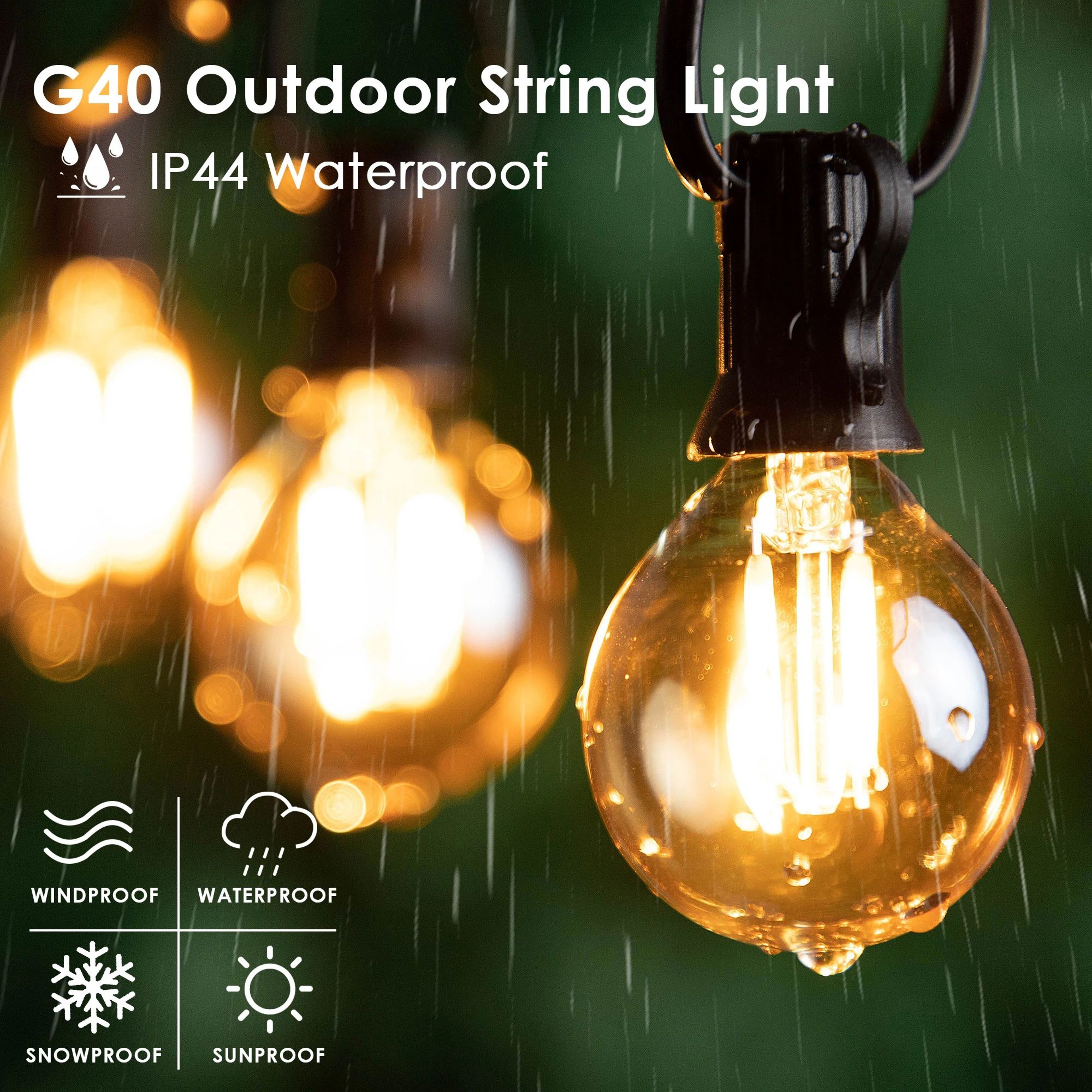 Dimmable G40 Amber Globe String Lights 3