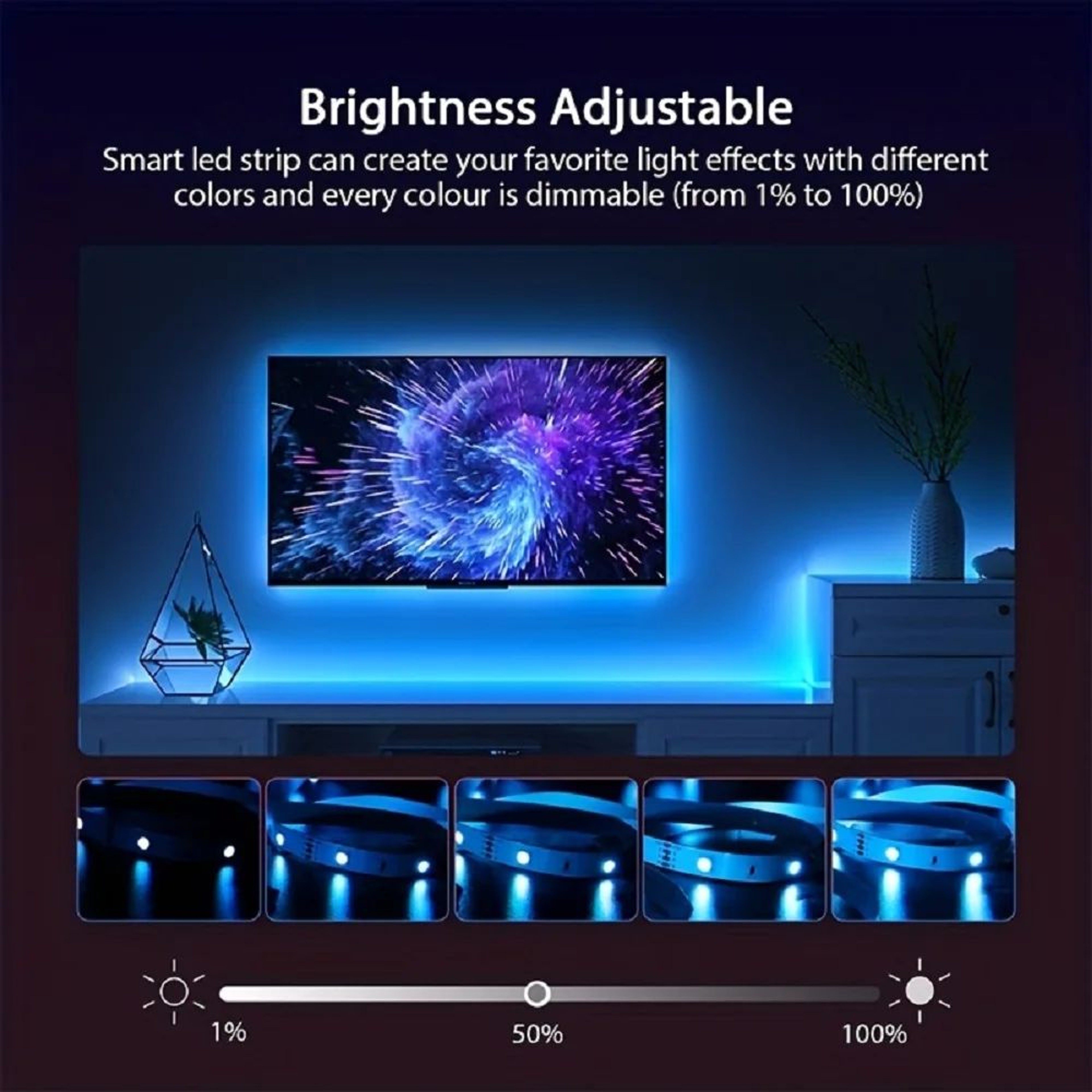 USB RGB LED Strip Lights With 24 Key Remote 3