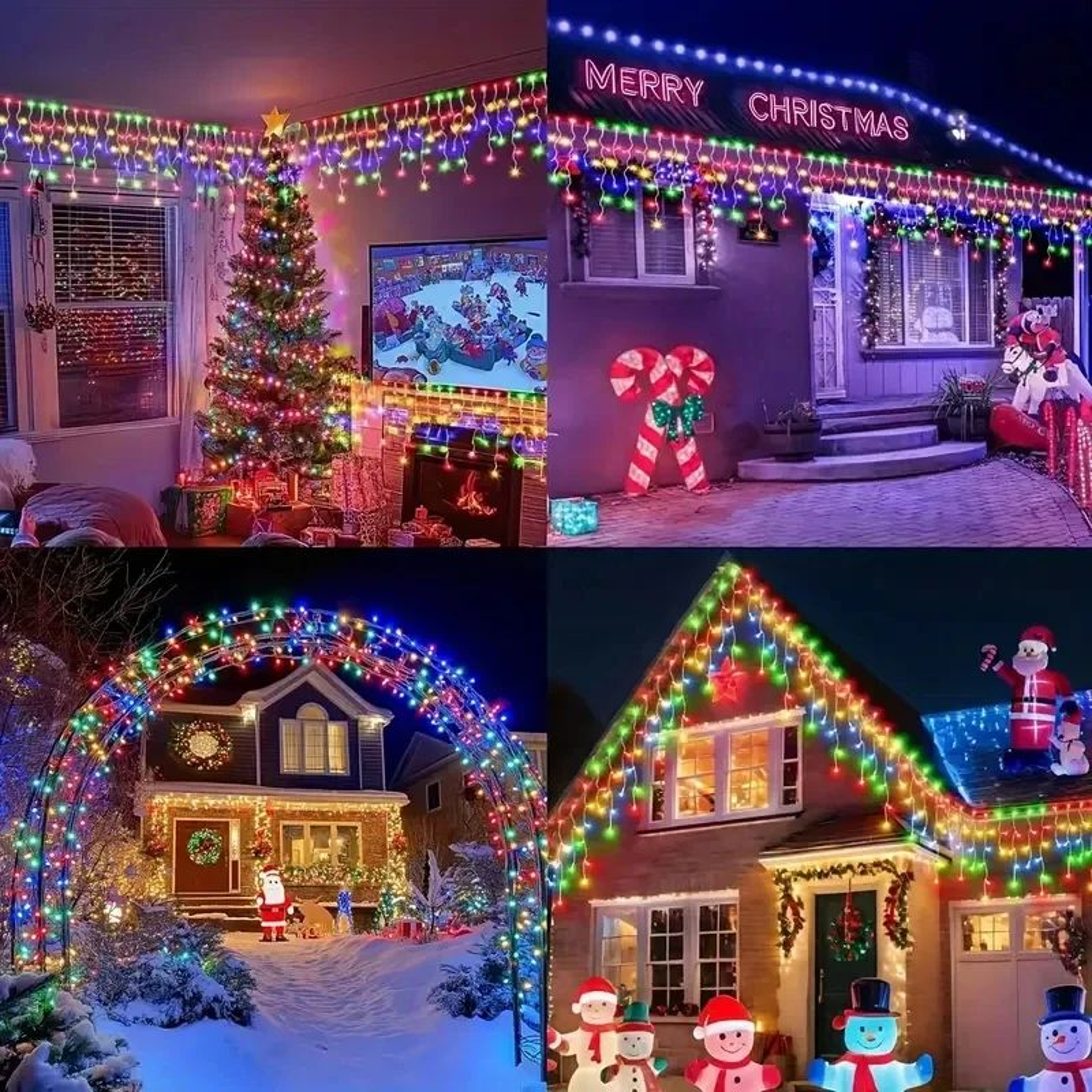 Solar Eaves Icicle Christmas Lights 4
