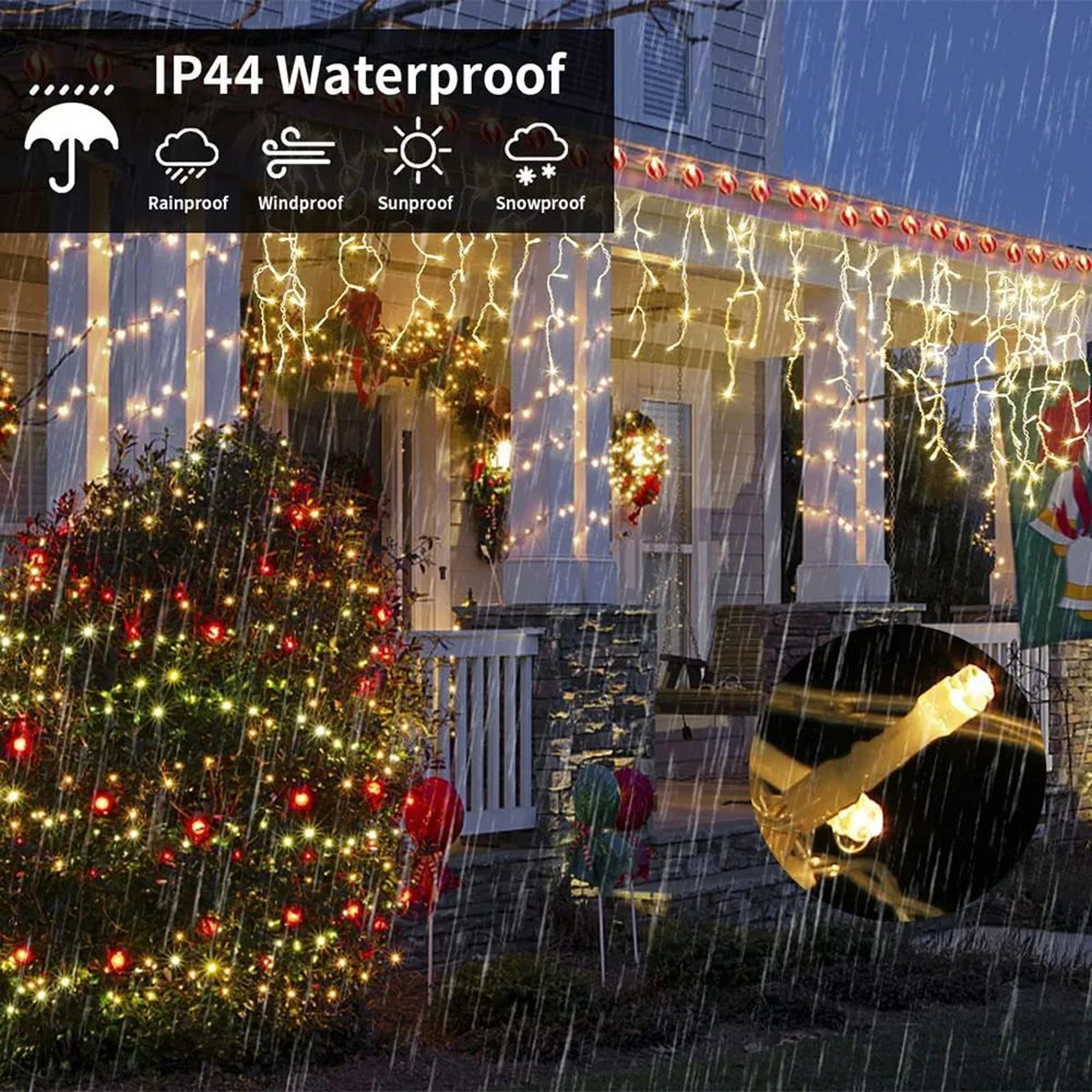 EverGlow Outdoor Icicle String Lights 1