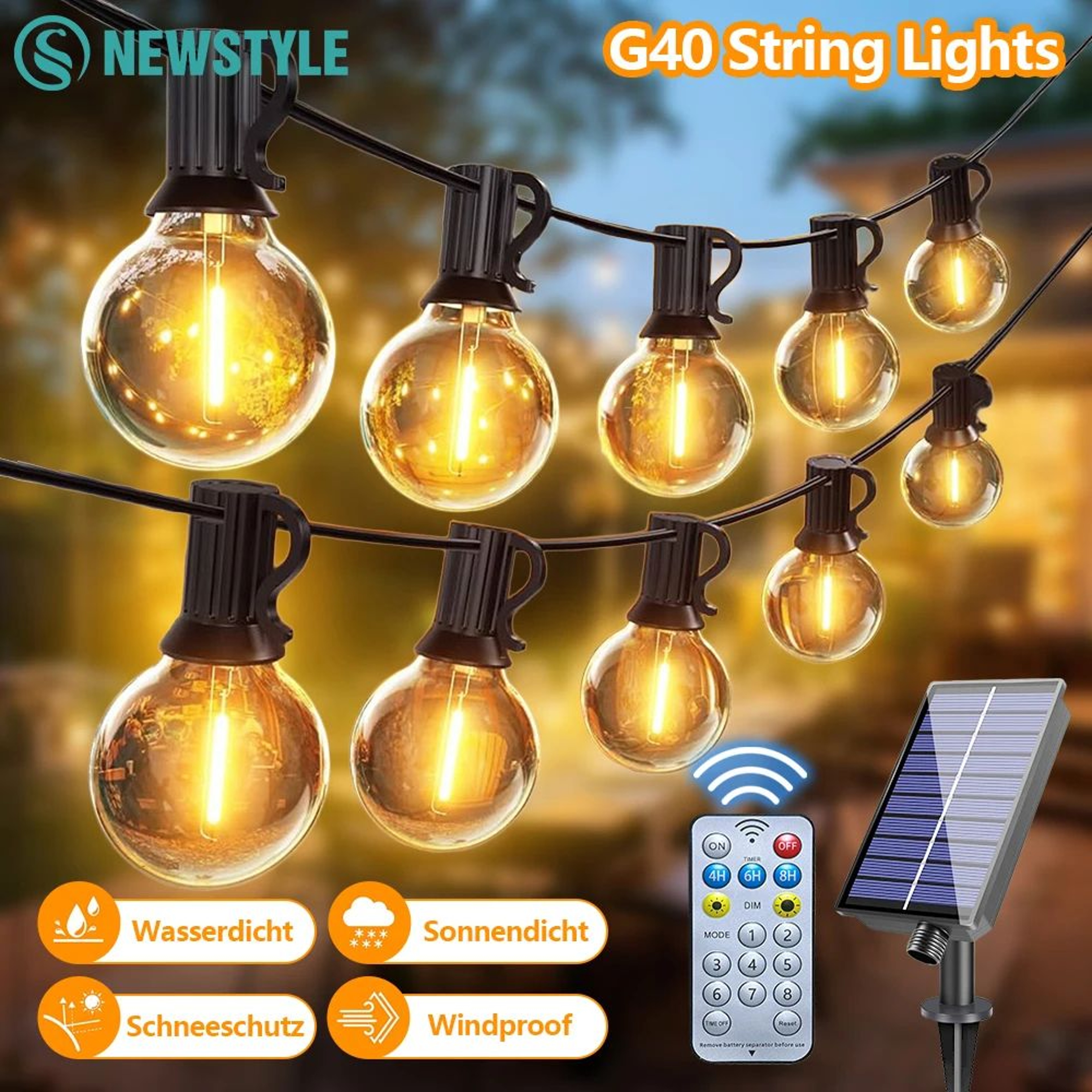 SunGlow G40 Solar Outdoor String Lights – view 1