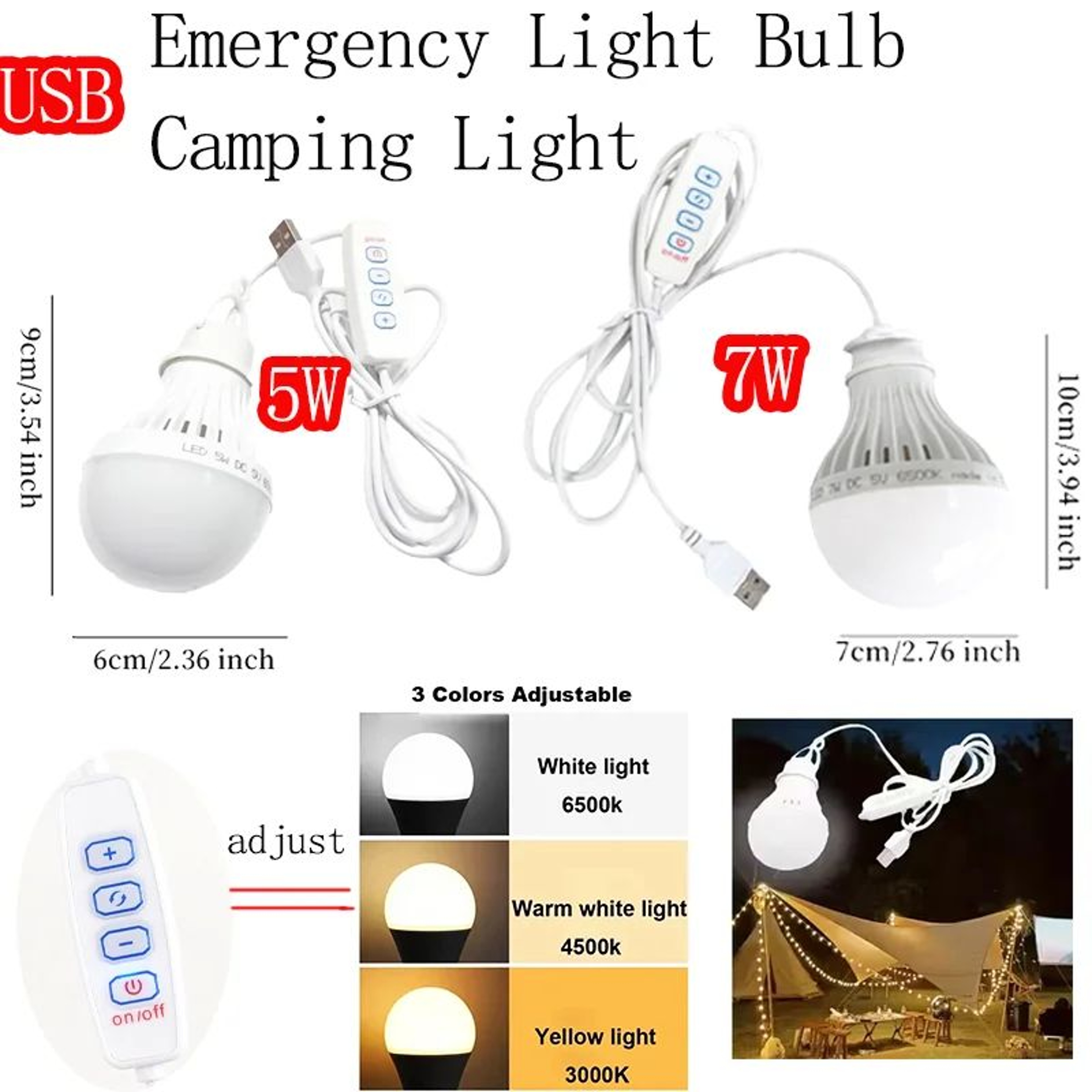 LumaCamp 3 Color Dimmable USB Hanging Camping Light 0