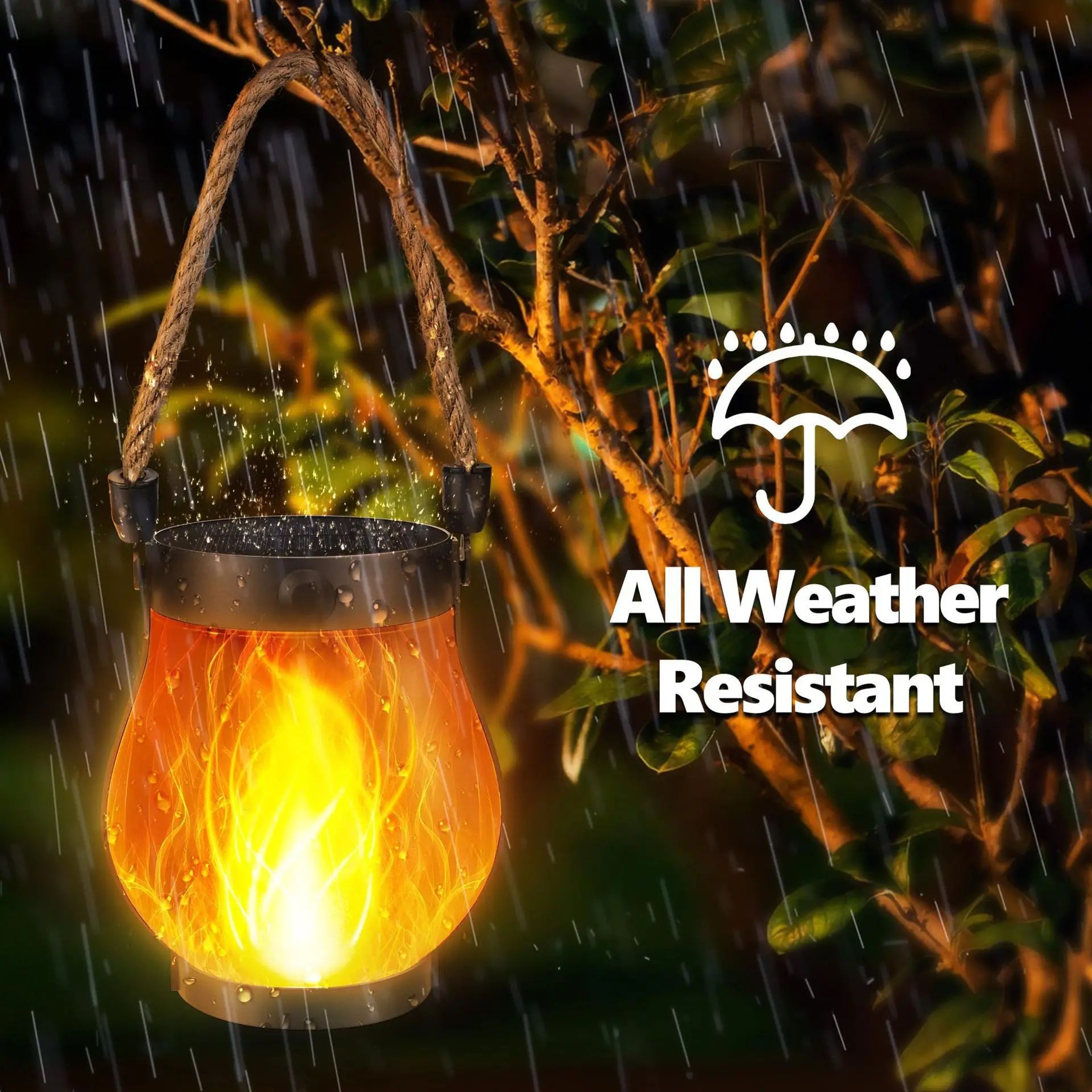 Solar Flame Rope Hanging Lantern 2