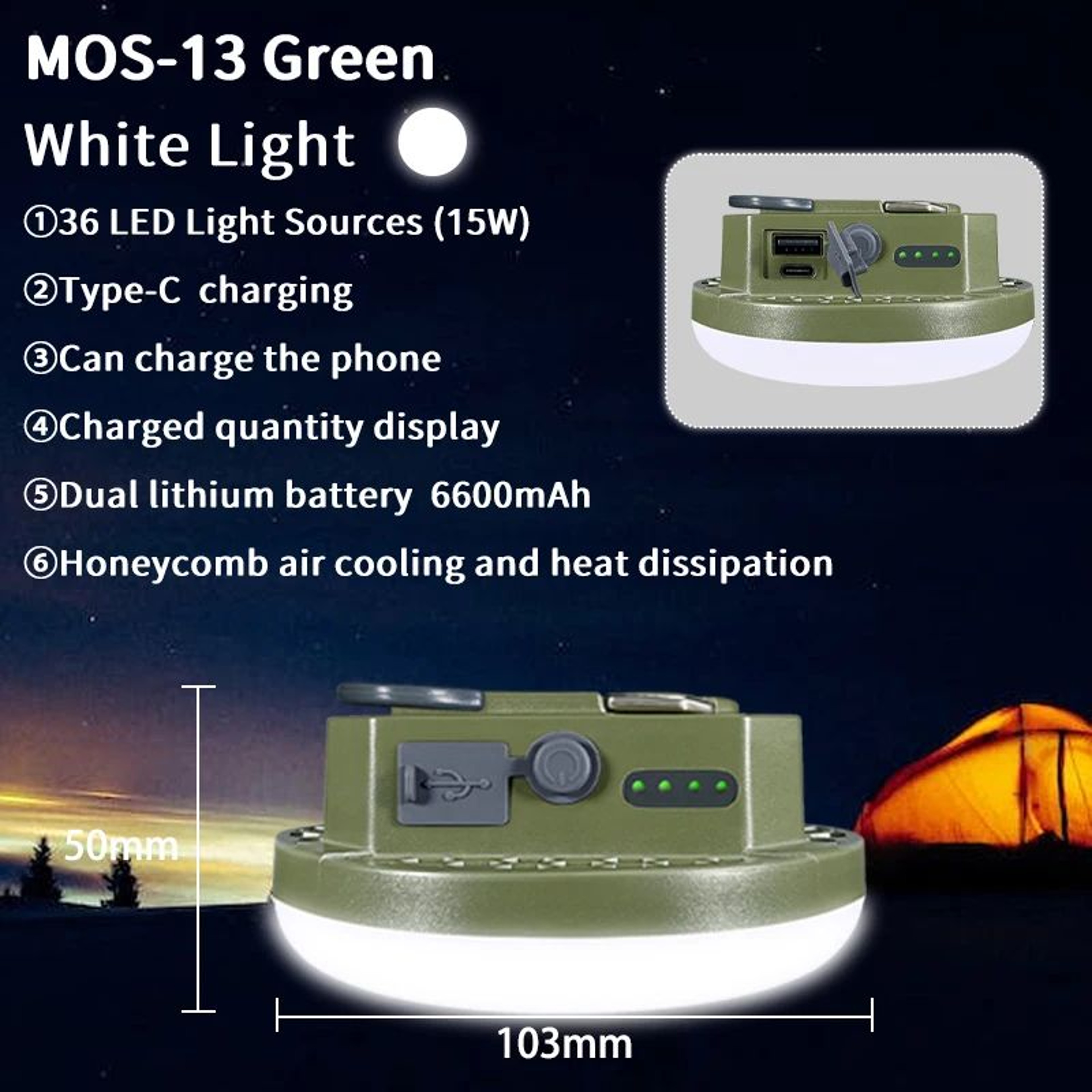 MOSLIGHTING 9900mAh Magnetic Outdoor Lantern 8