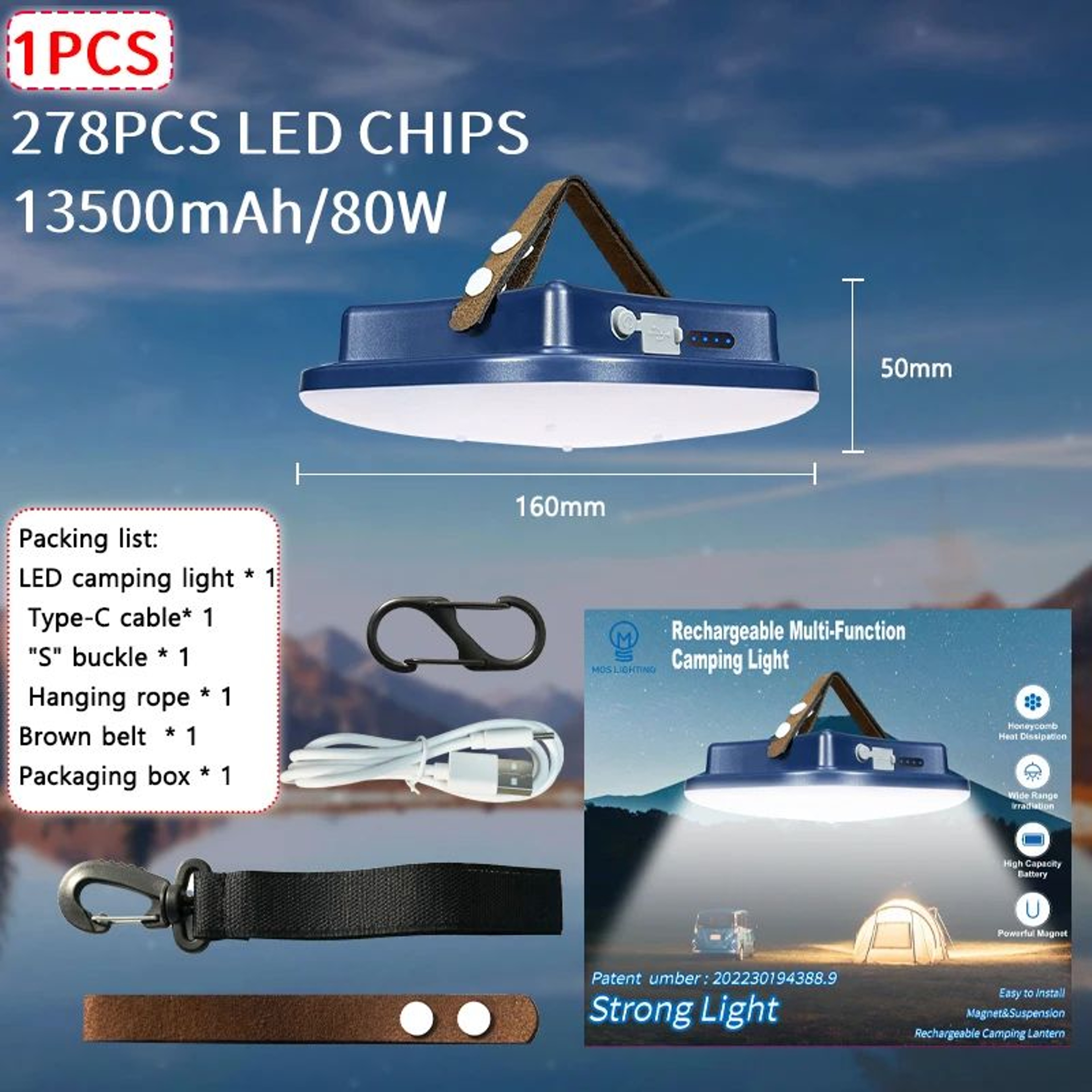 MOSLIGHTING 13500mAh Magnetic Camping Light 6