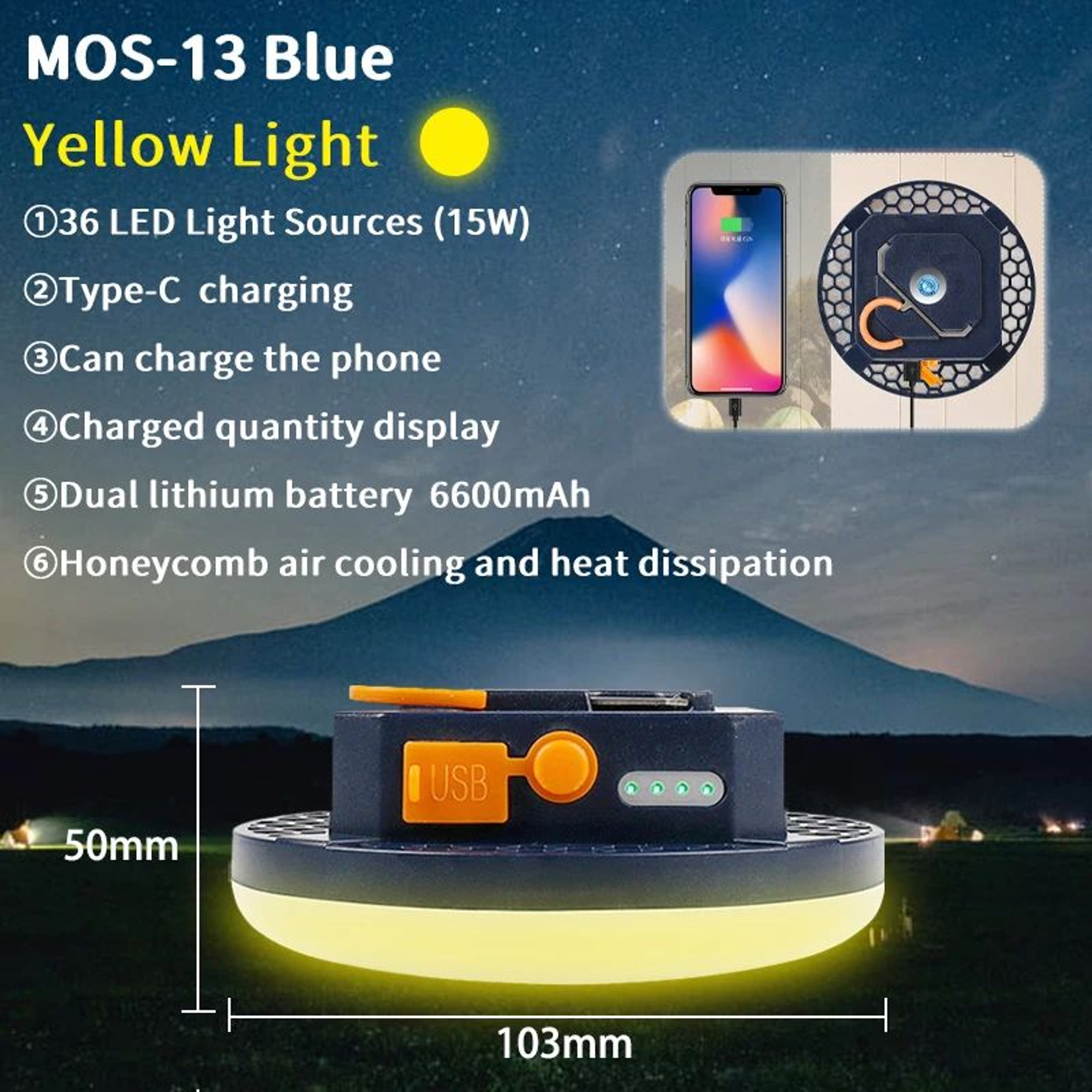 MOSLIGHTING USB Rechargeable Camping Lantern 6