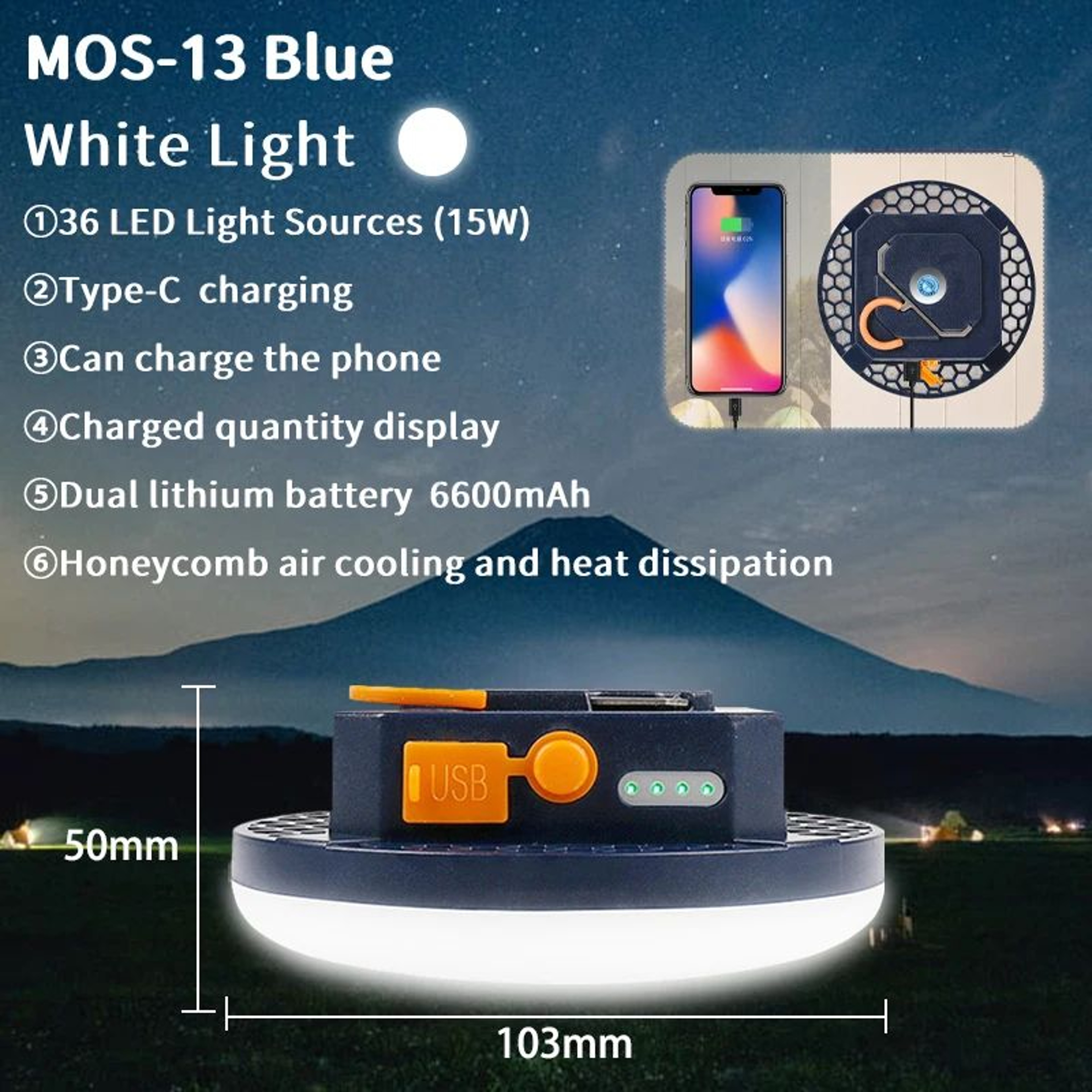 MOSLIGHTING USB Rechargeable Camping Lantern 8