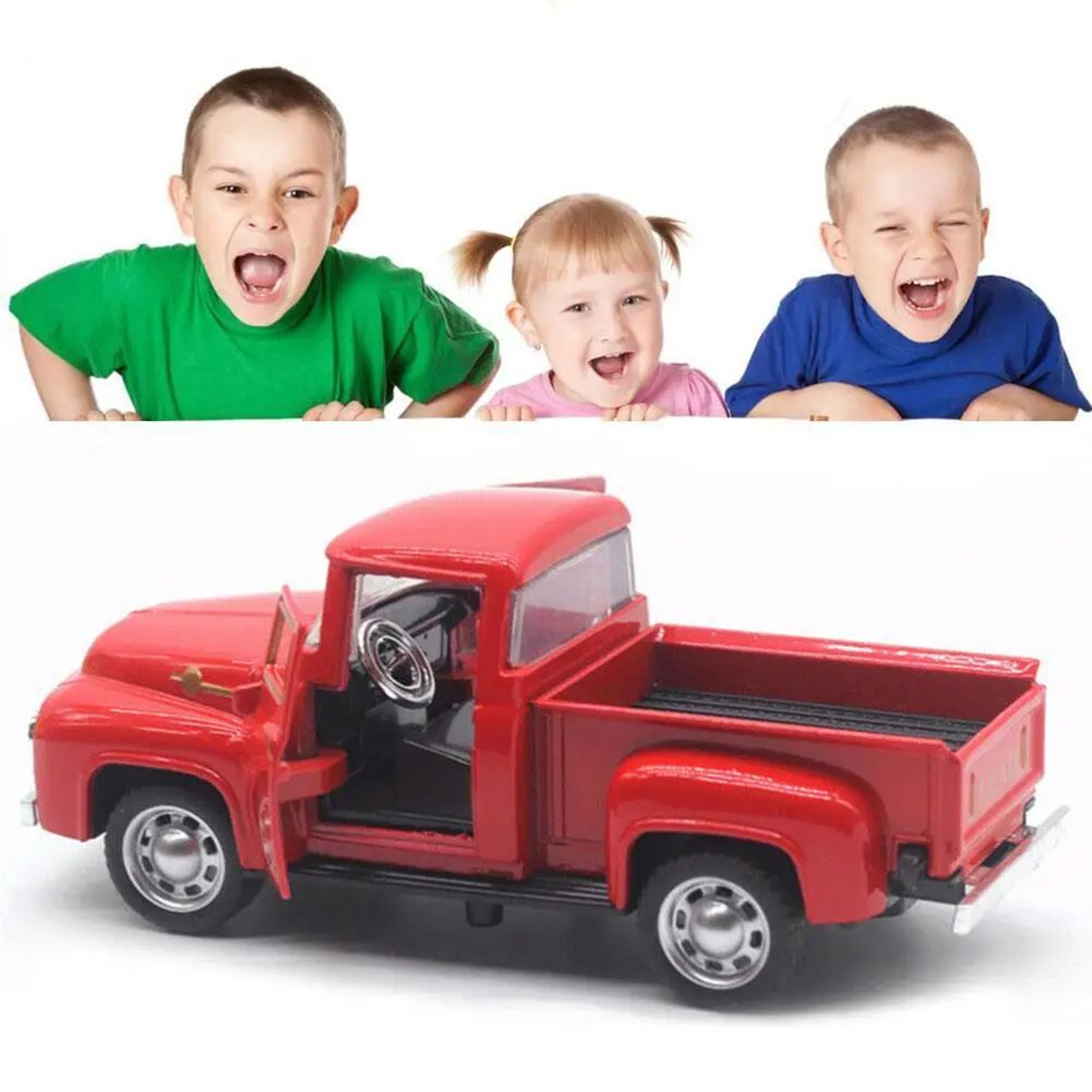 Vintage Red Diecast Pull Back Truck 5
