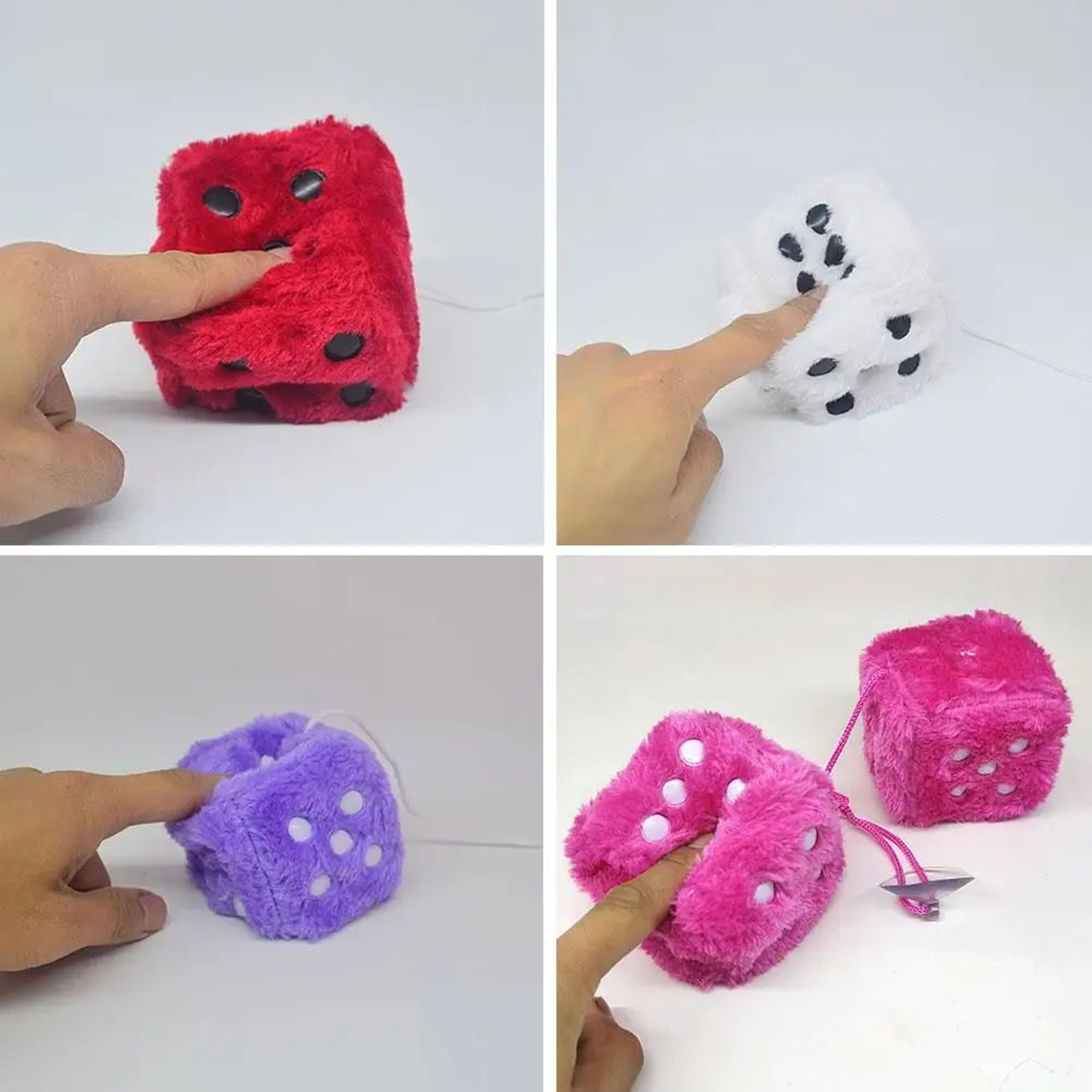 Plush Fuzzy Dice Car Hanging Ornament 4