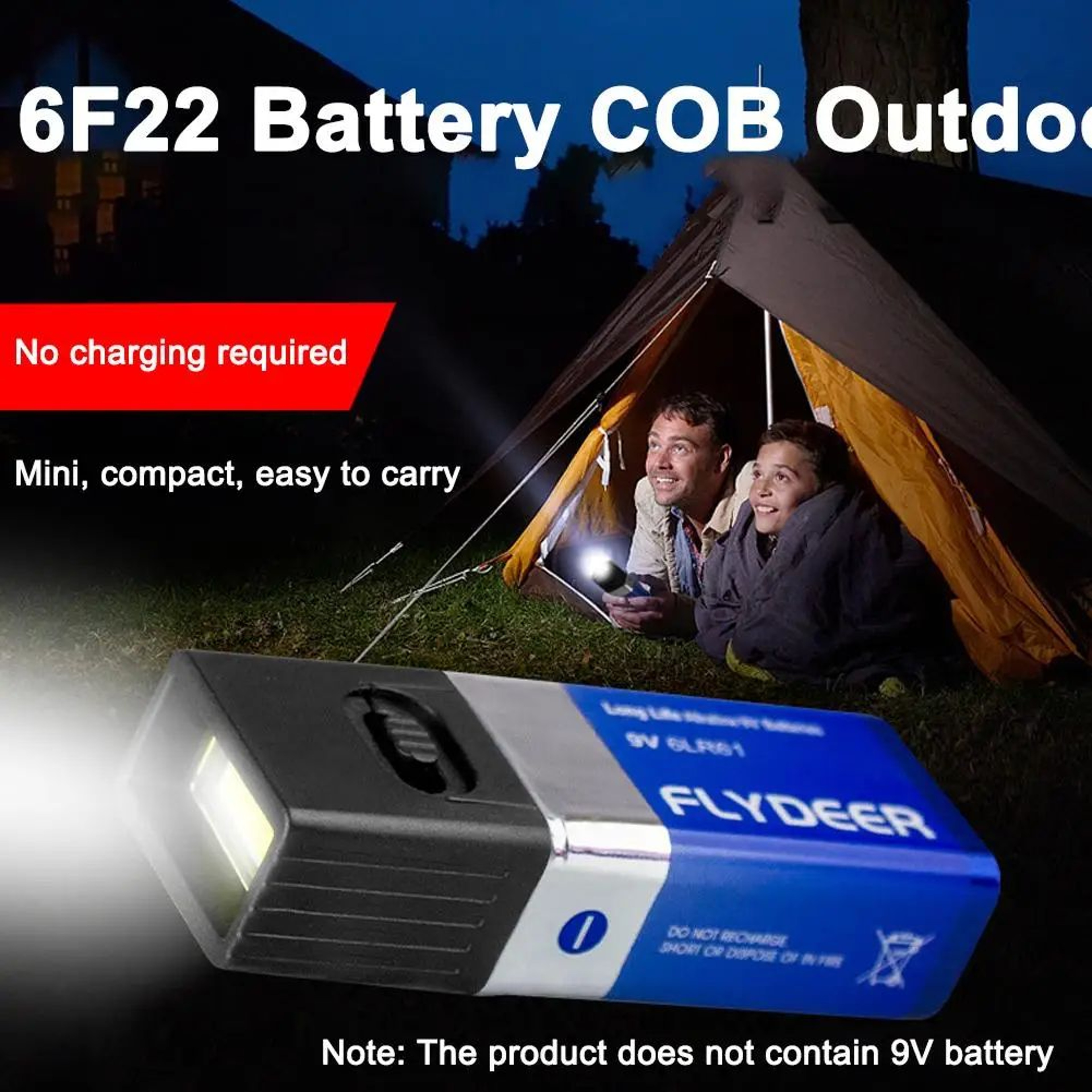9V Mini COB Battery Flashlight 3