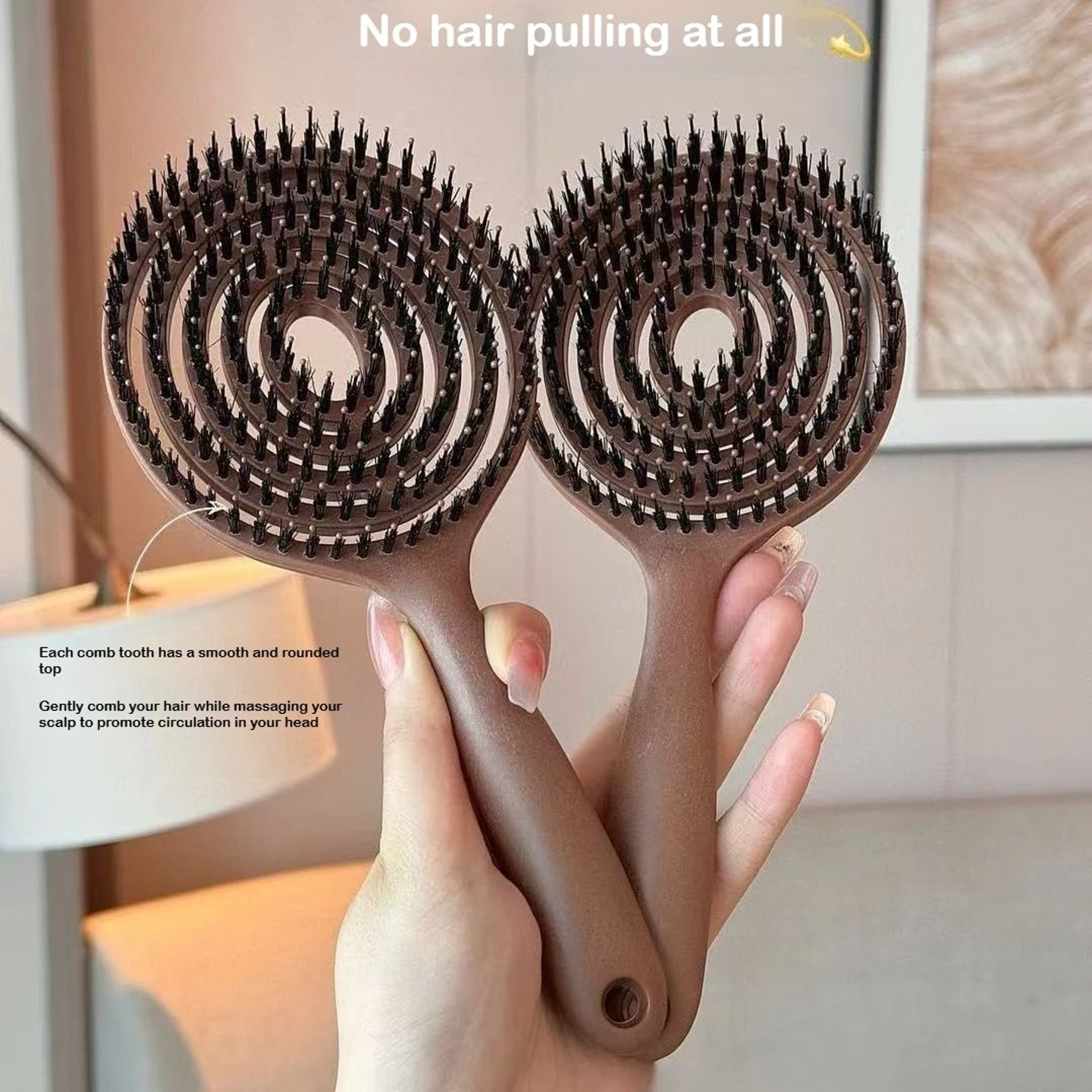 Vented Boar Bristle Detangling Hair Brush 1