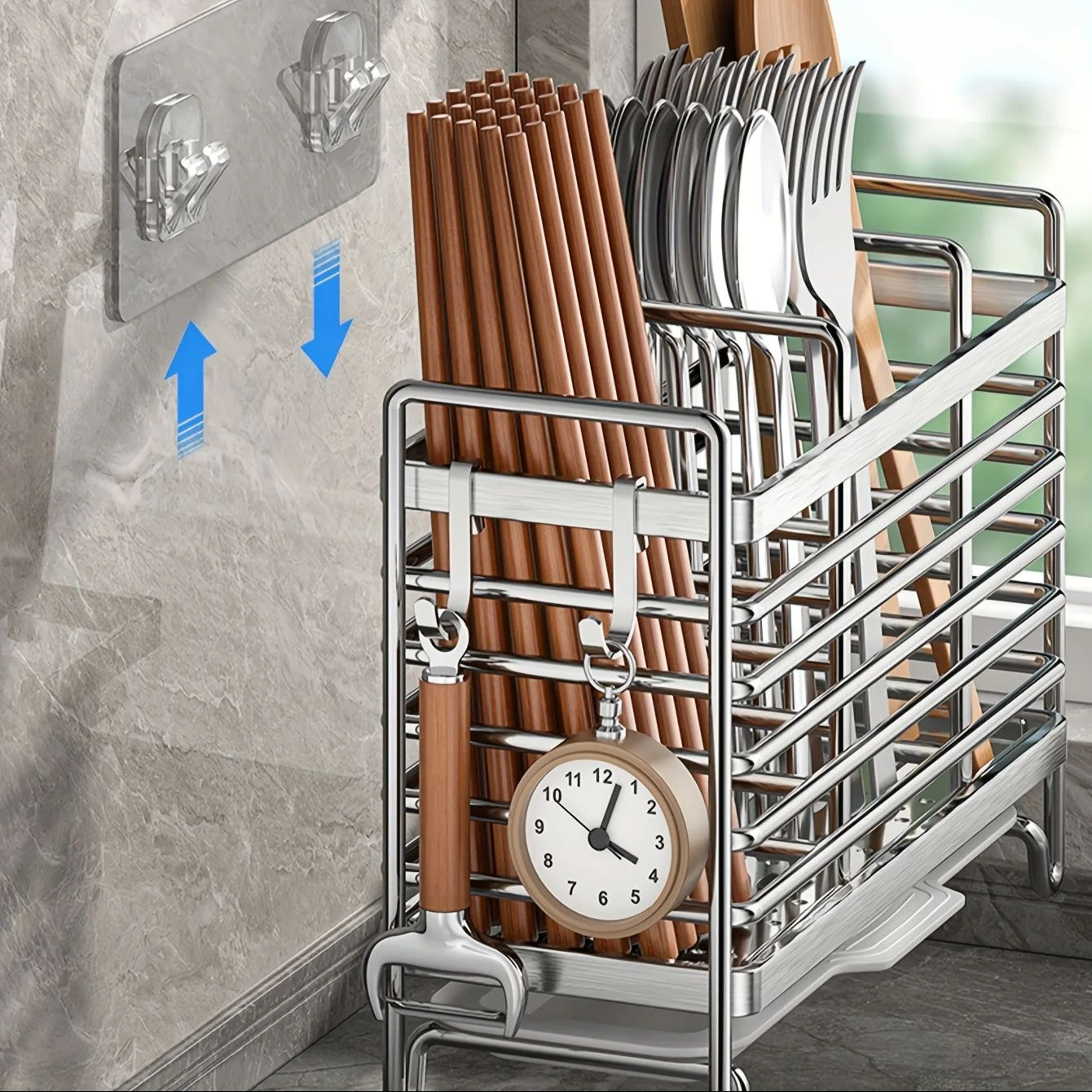 No Drill Wall Mounted Utensil Holder 4