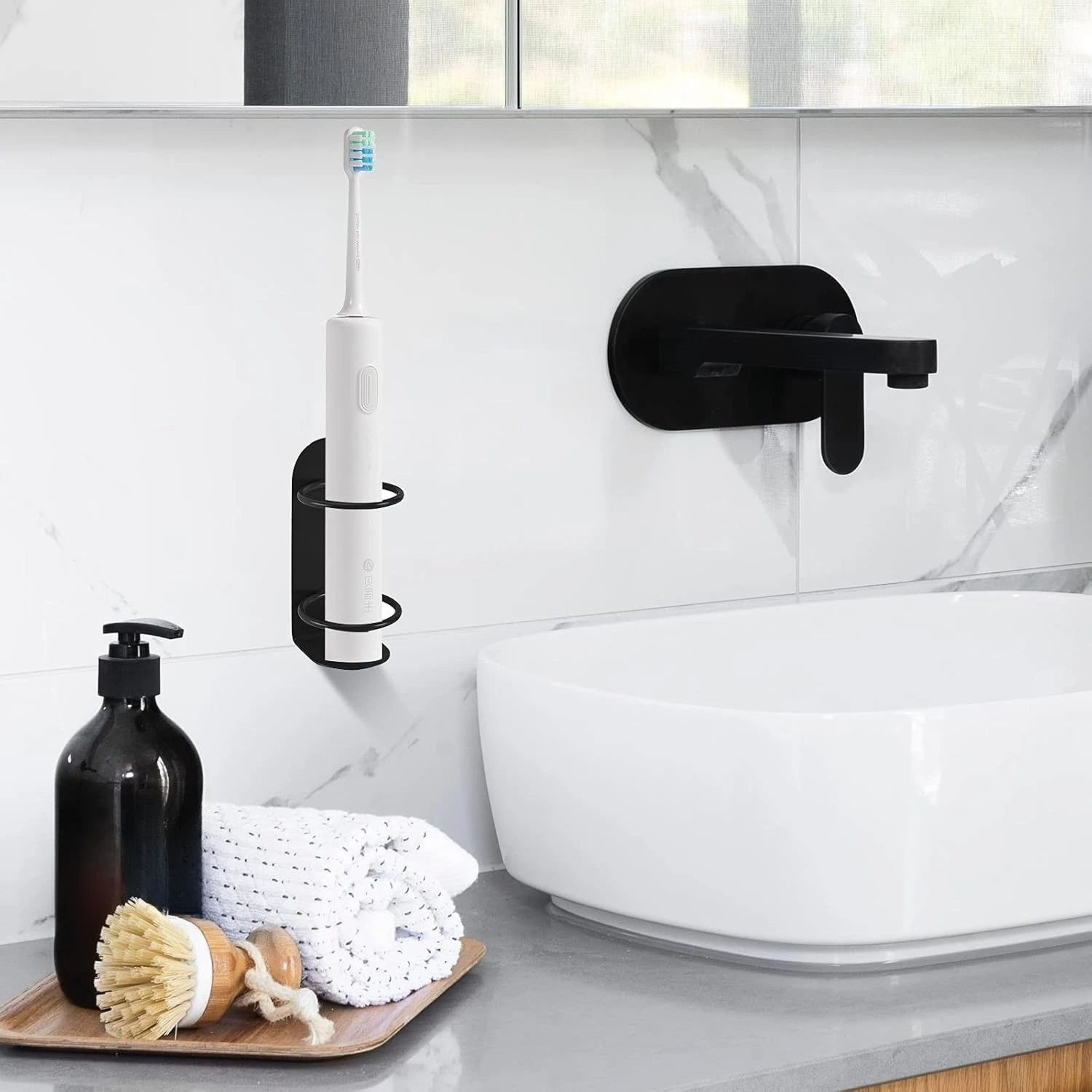 No Drill Wall Mounted Bathroom Organizer 4