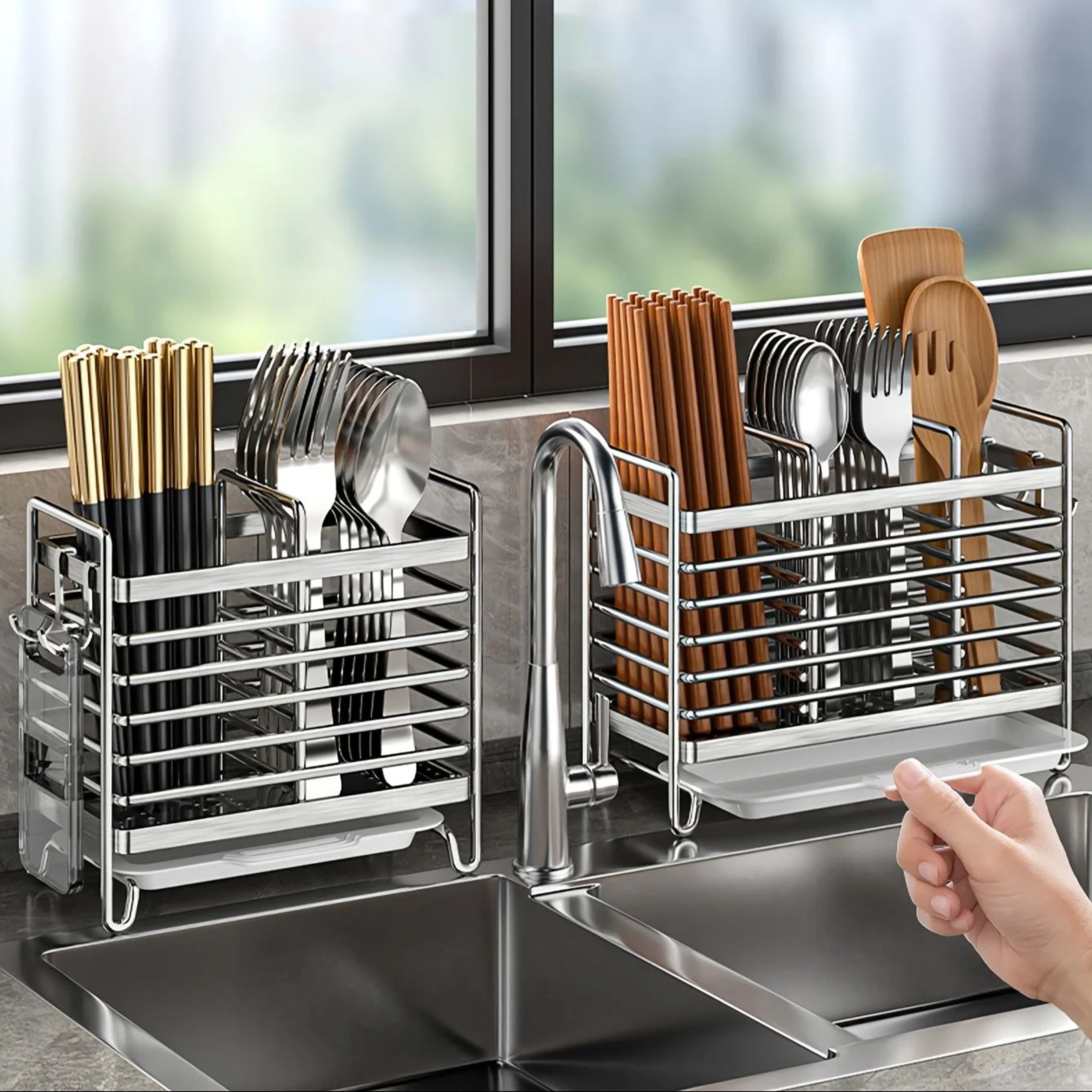 Stainless Steel Wall Mounted Utensil Holder 4