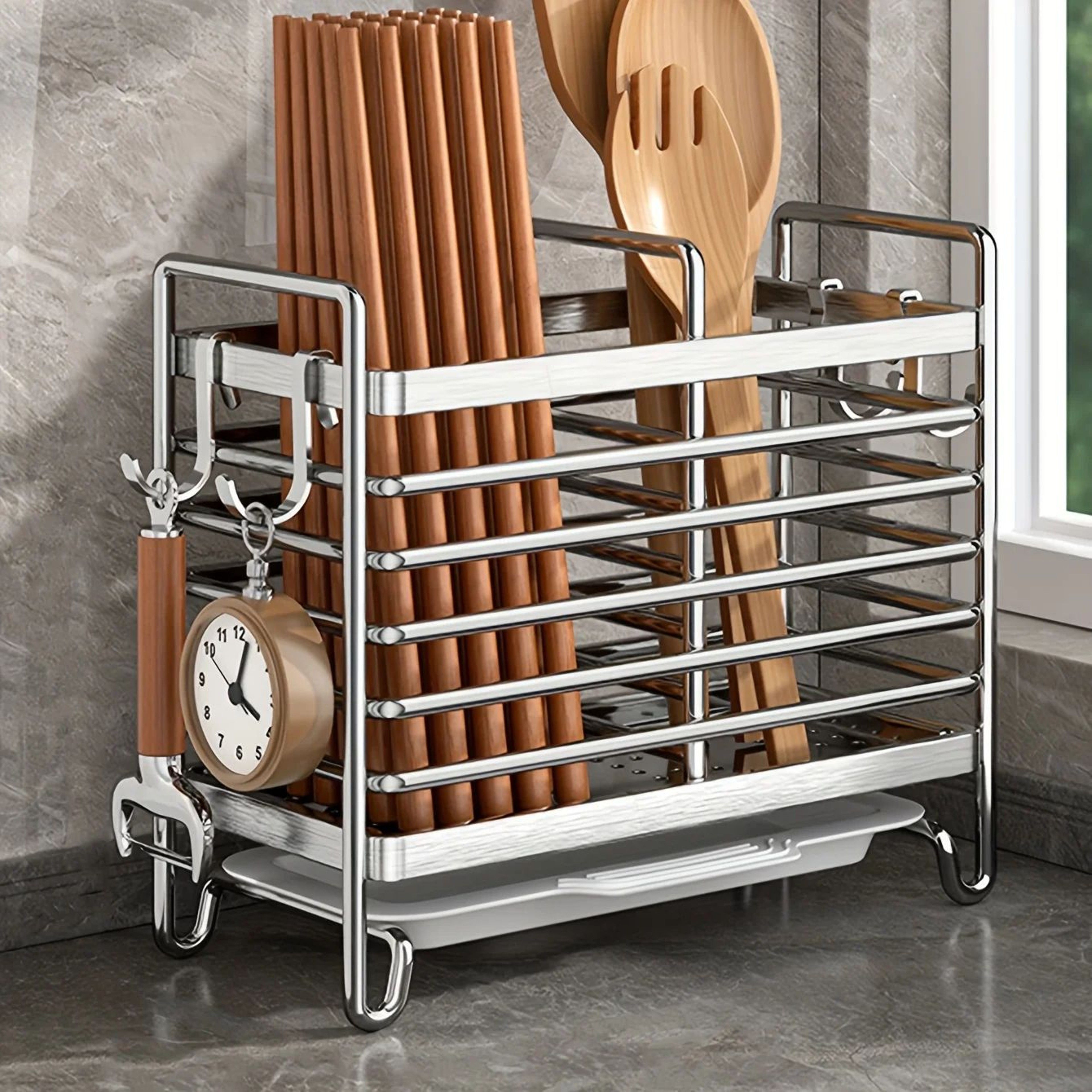 Stainless Steel Wall Mounted Utensil Holder 3