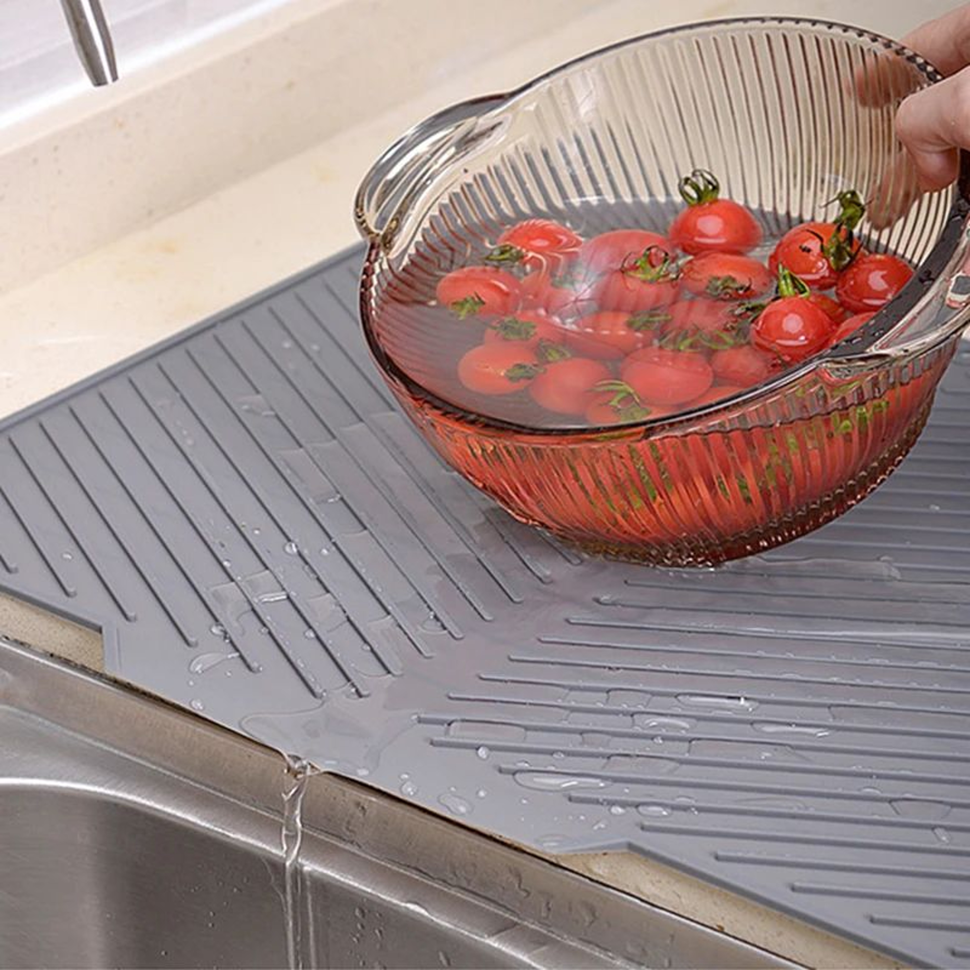 Silicone Self Draining Dish Drying Mat 1