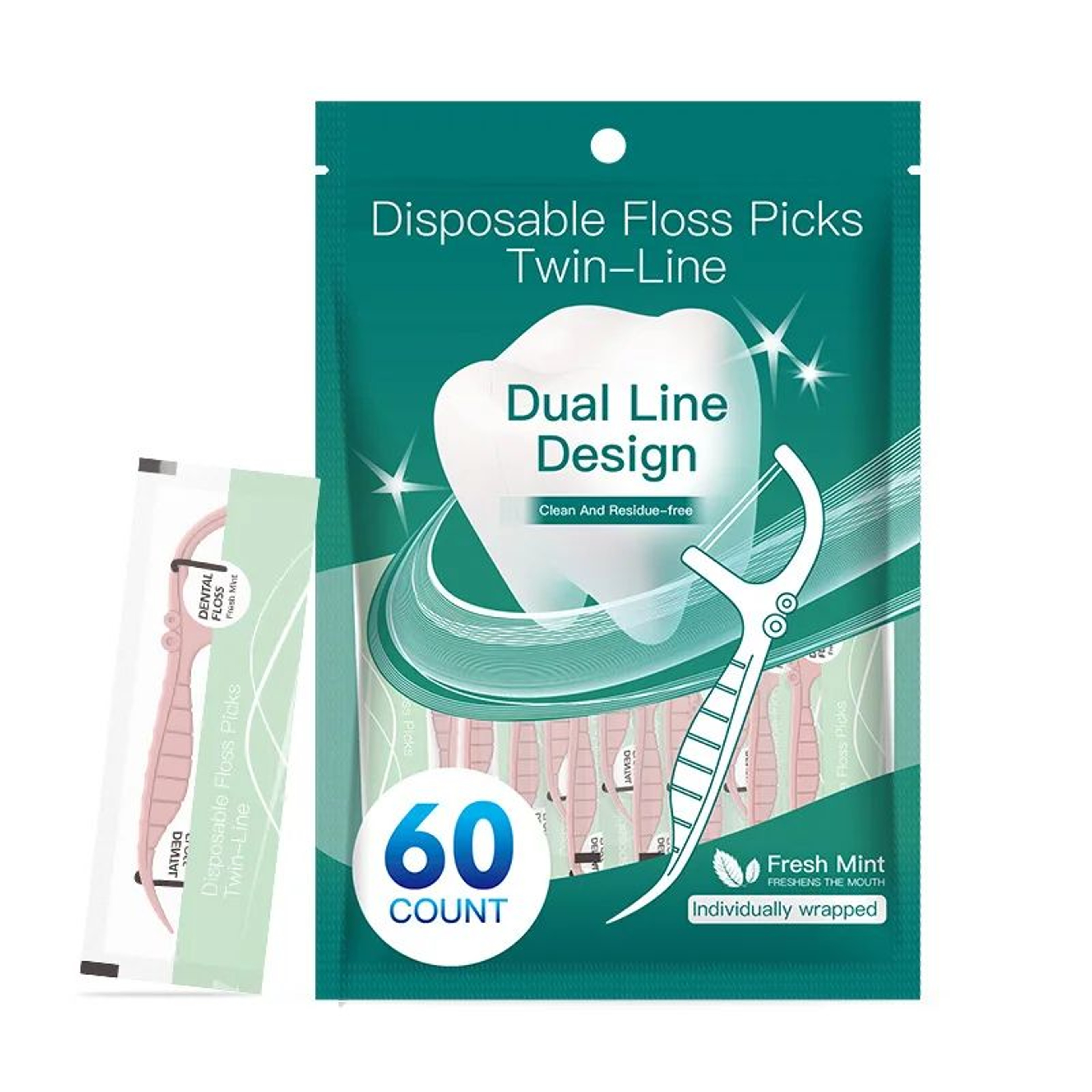 Double Line Dental Floss Picks 7