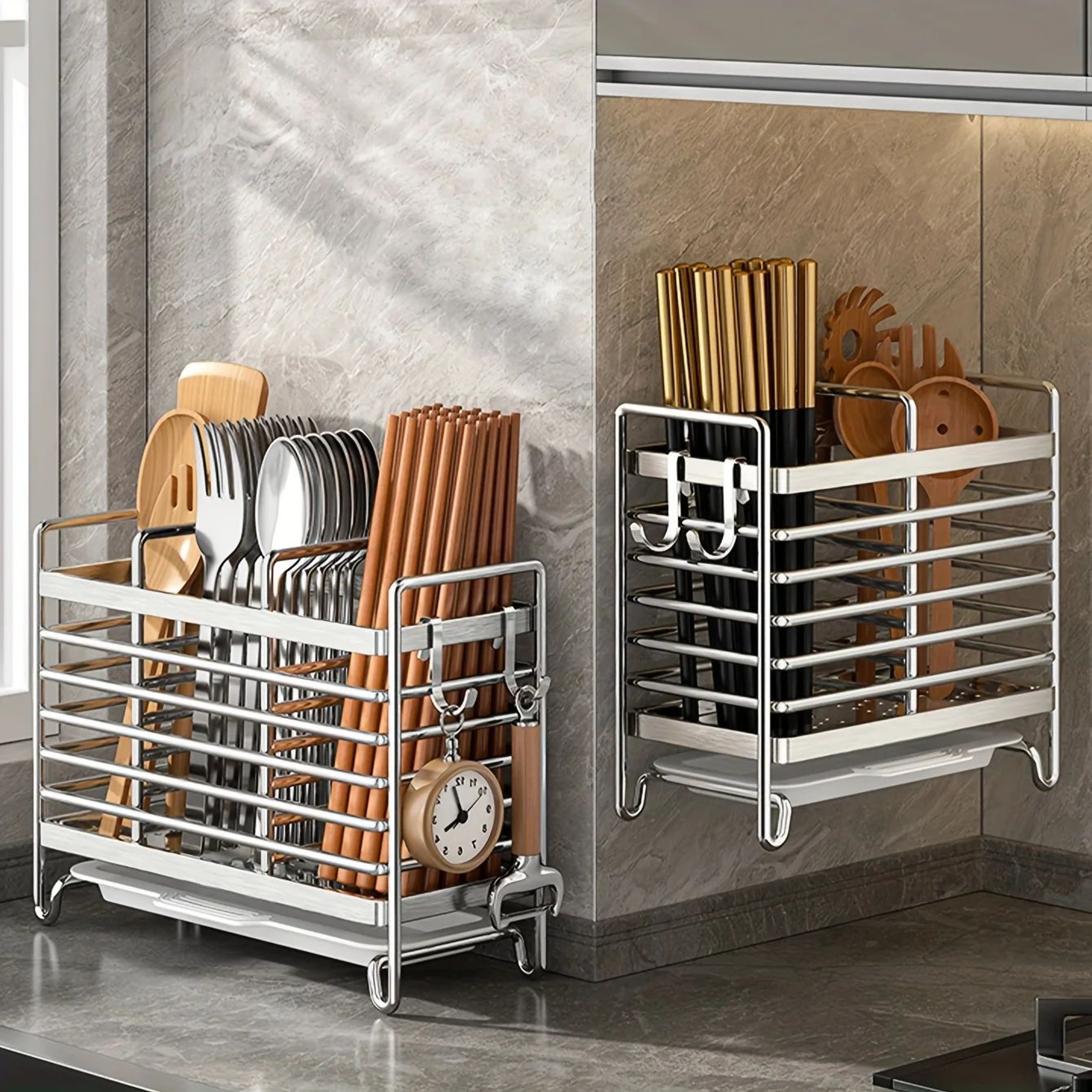 Multi Tier Wall Mounted Utensil Rack 0