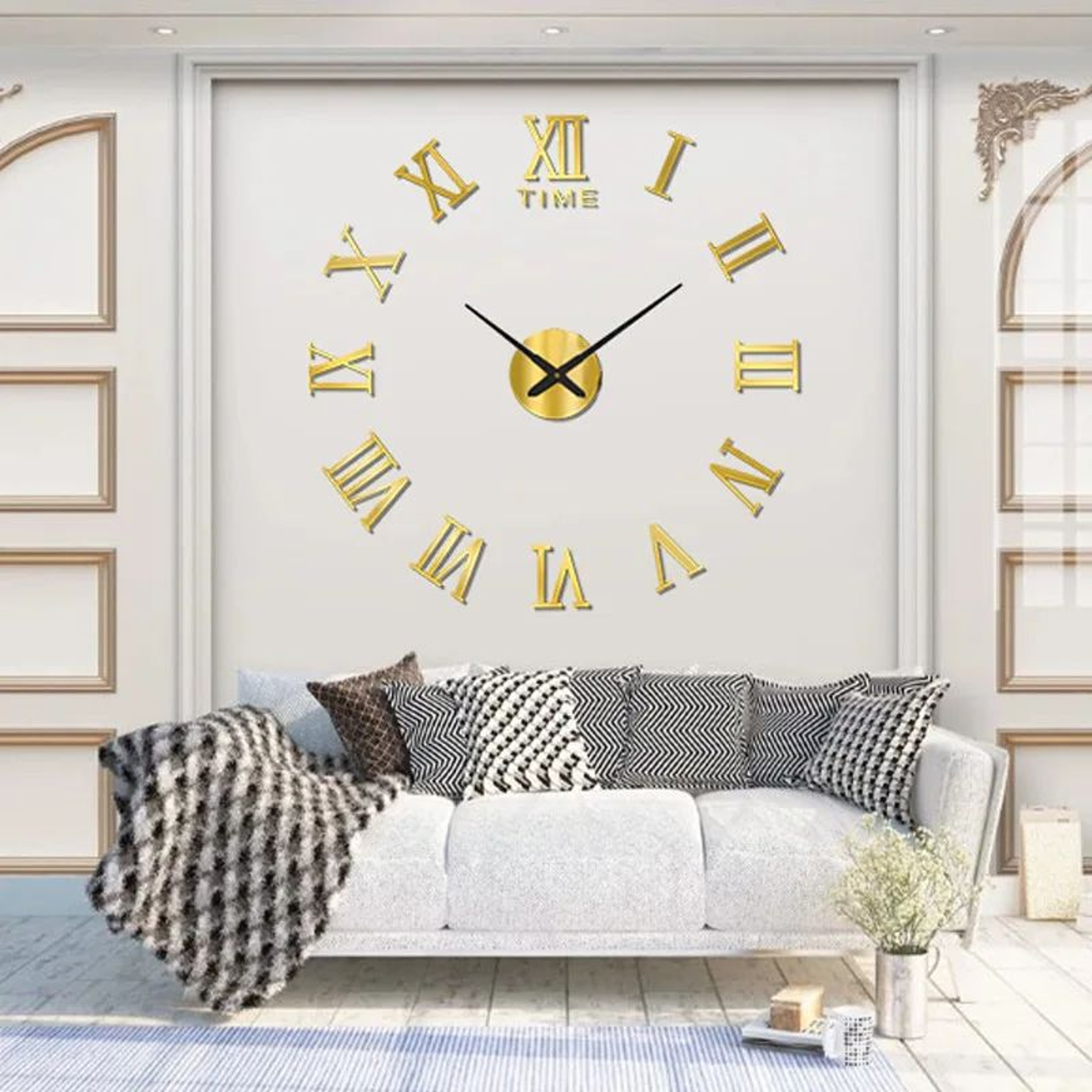 3D Mirror Roman Numeral Wall Clock 2