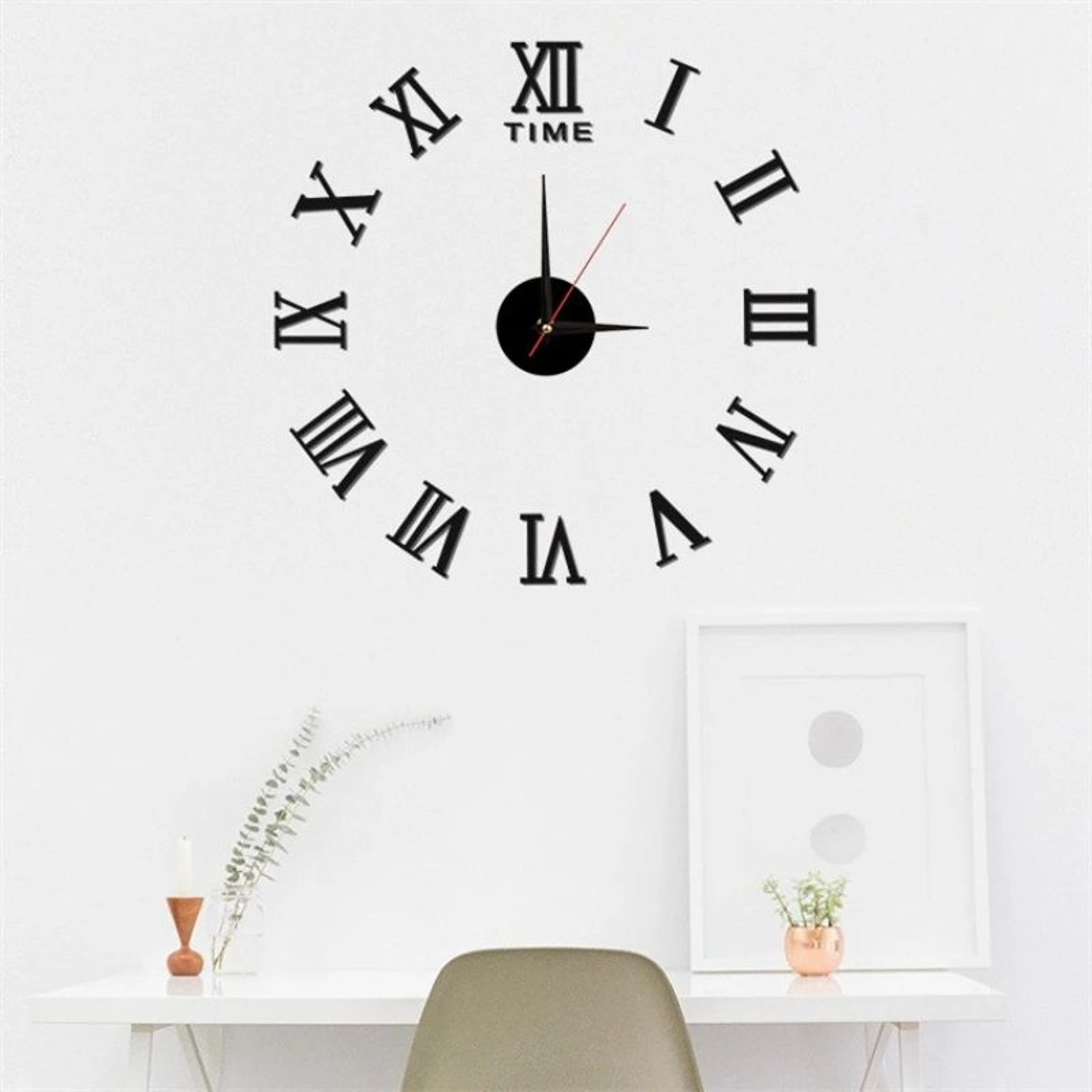3D Mirror Roman Numeral Wall Clock 3