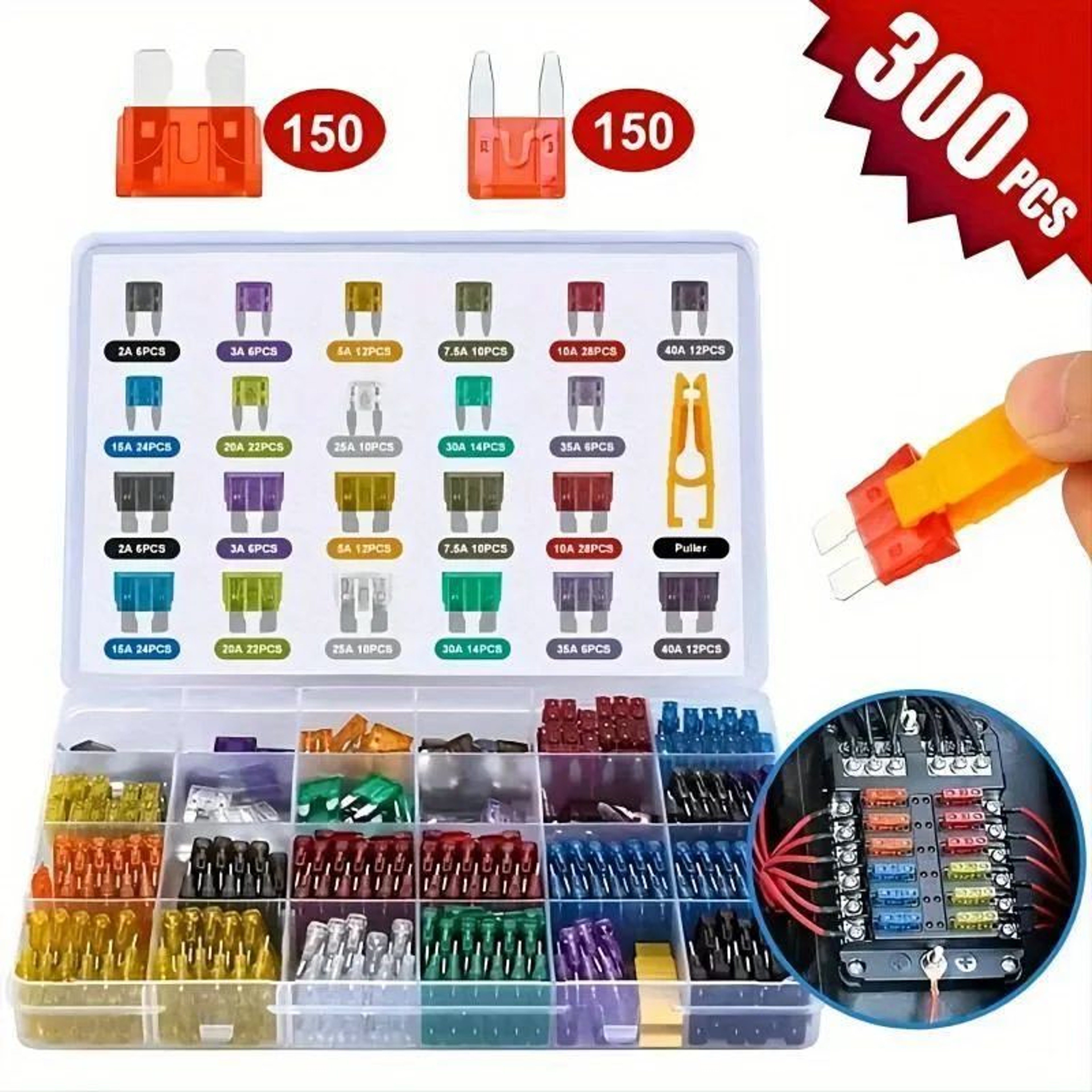 300 Piece Automotive Blade Fuse Assortment Kit 0
