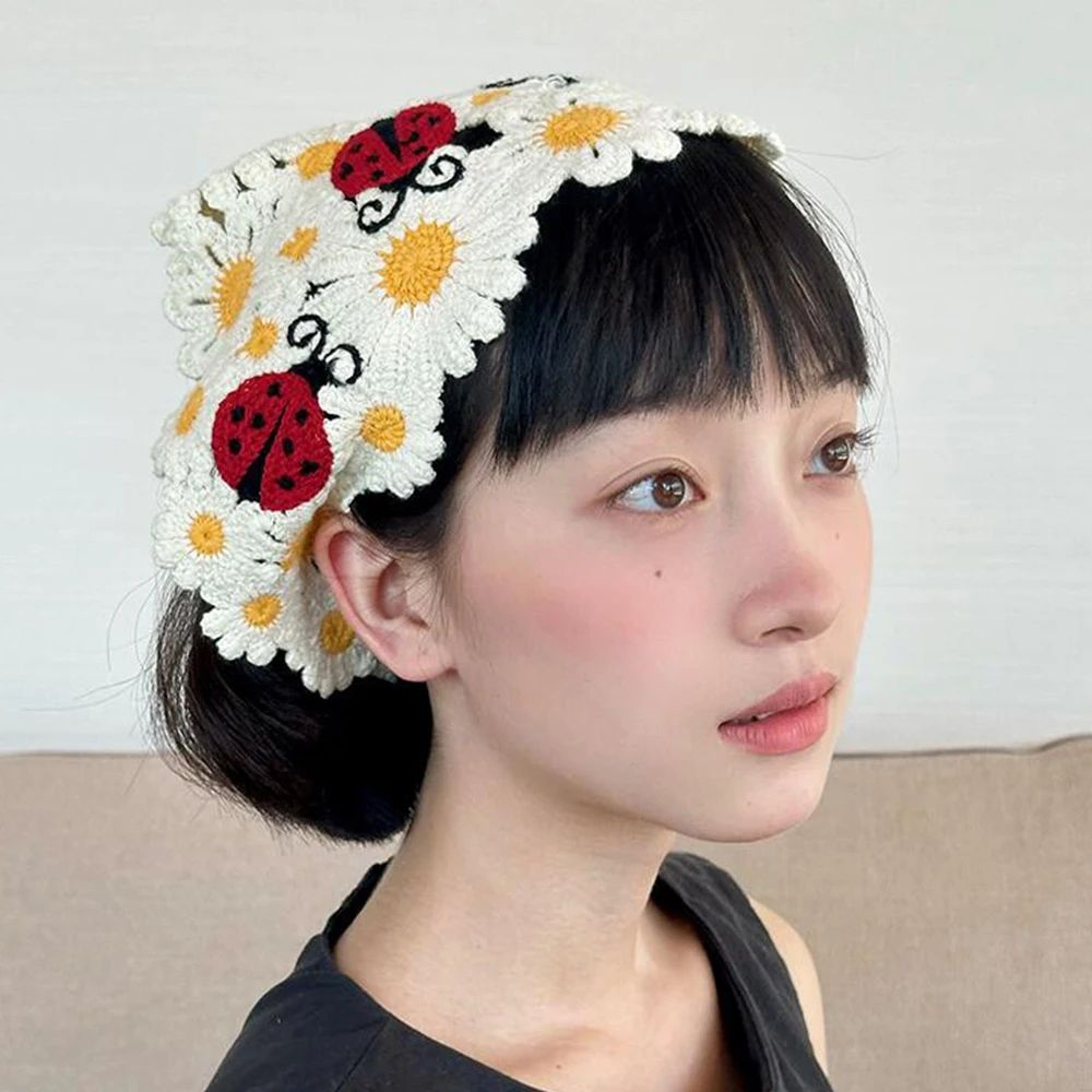 Crochet Flower Triangle Hair Scarf 3