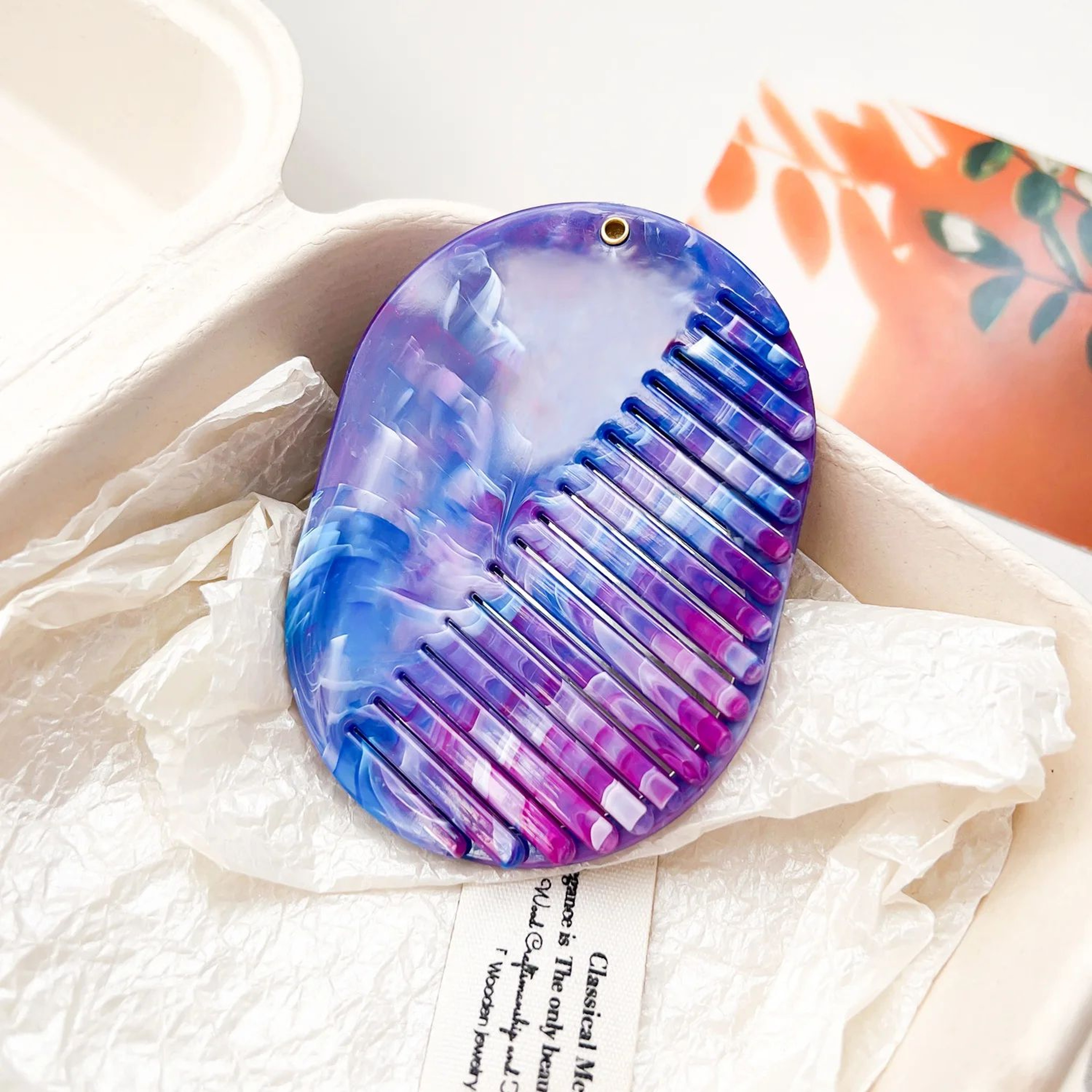 Foldable Marble Hair Comb With Mirror 10