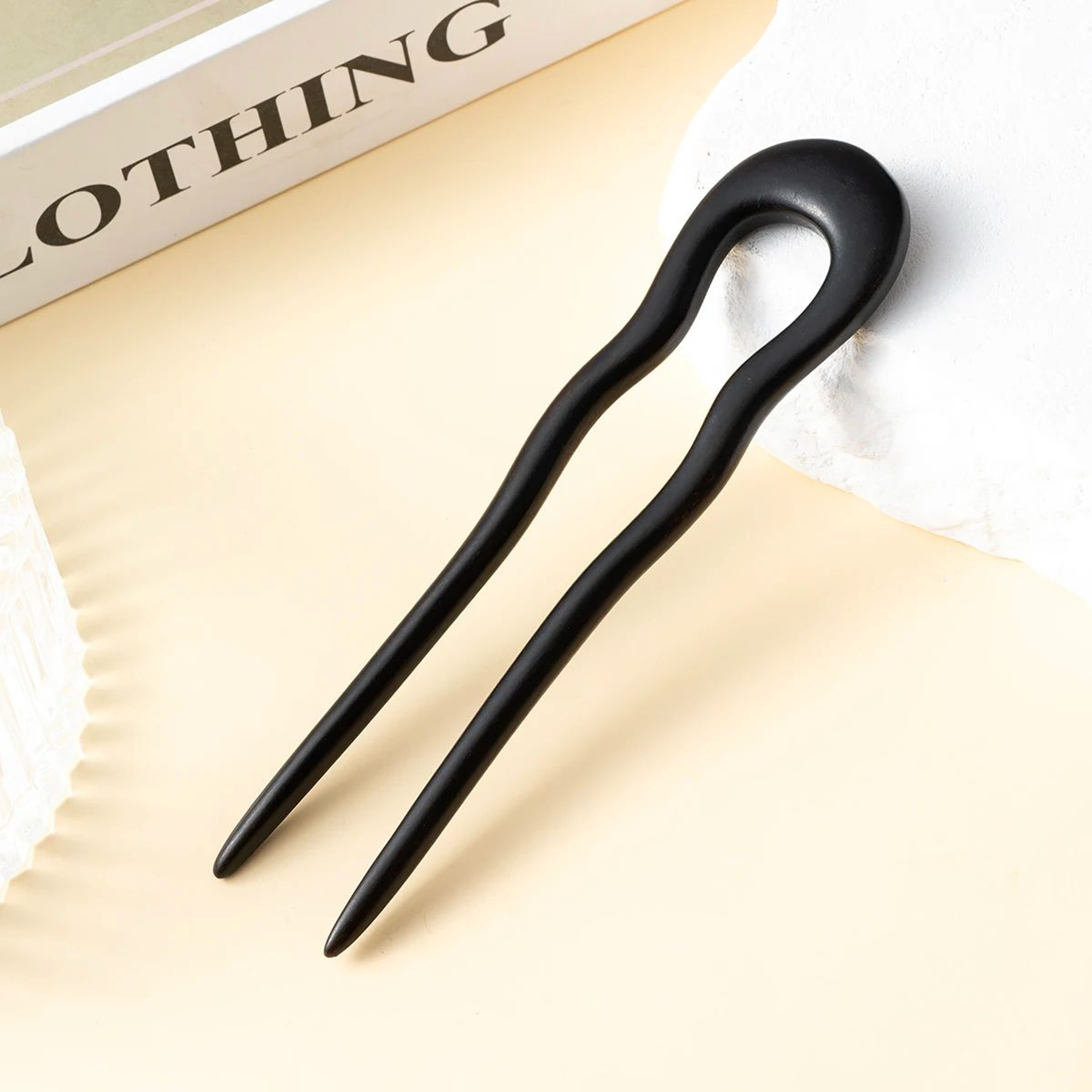 Floral U Shape Wooden Hair Fork 8