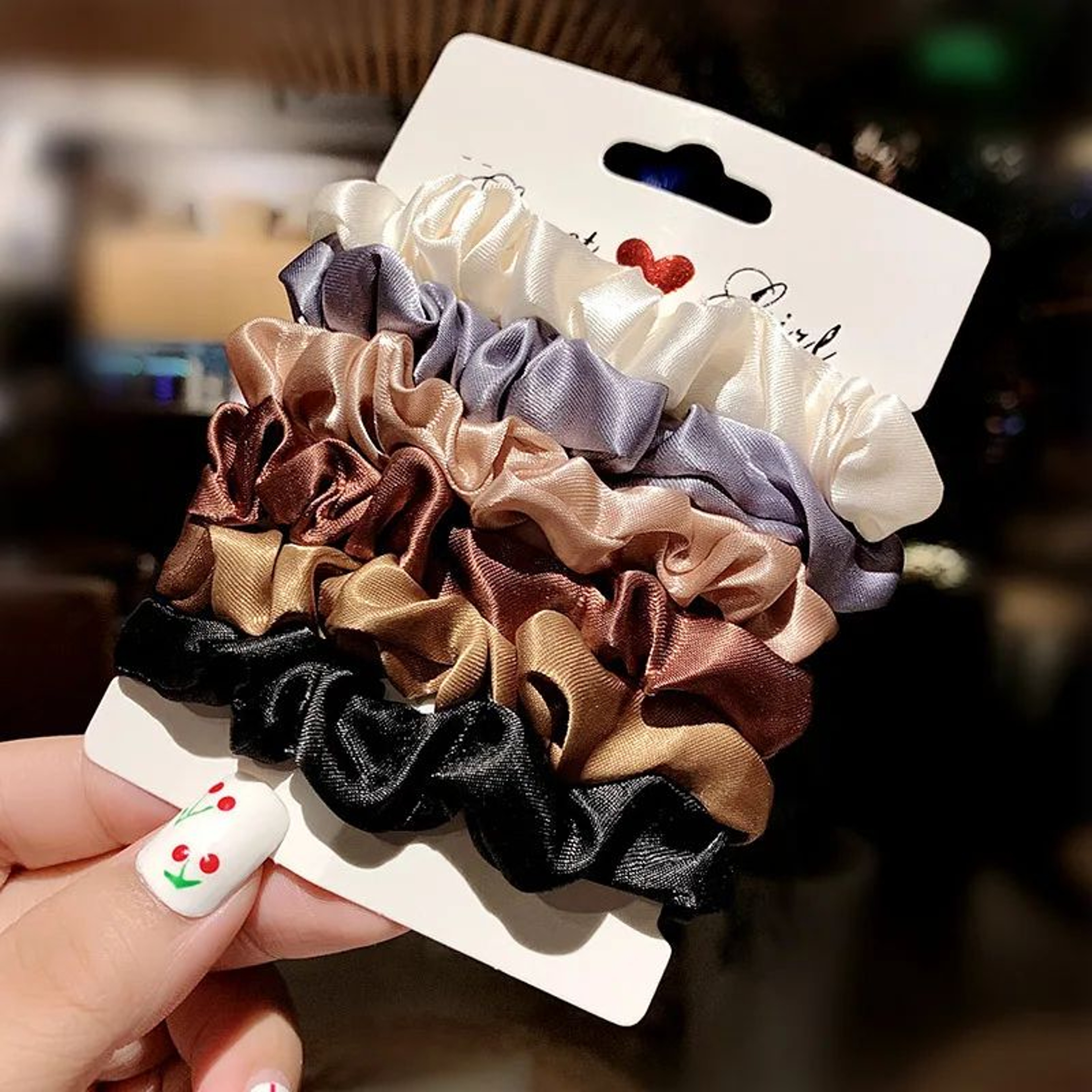 Silky Solid Color Hair Scrunchie Set 0