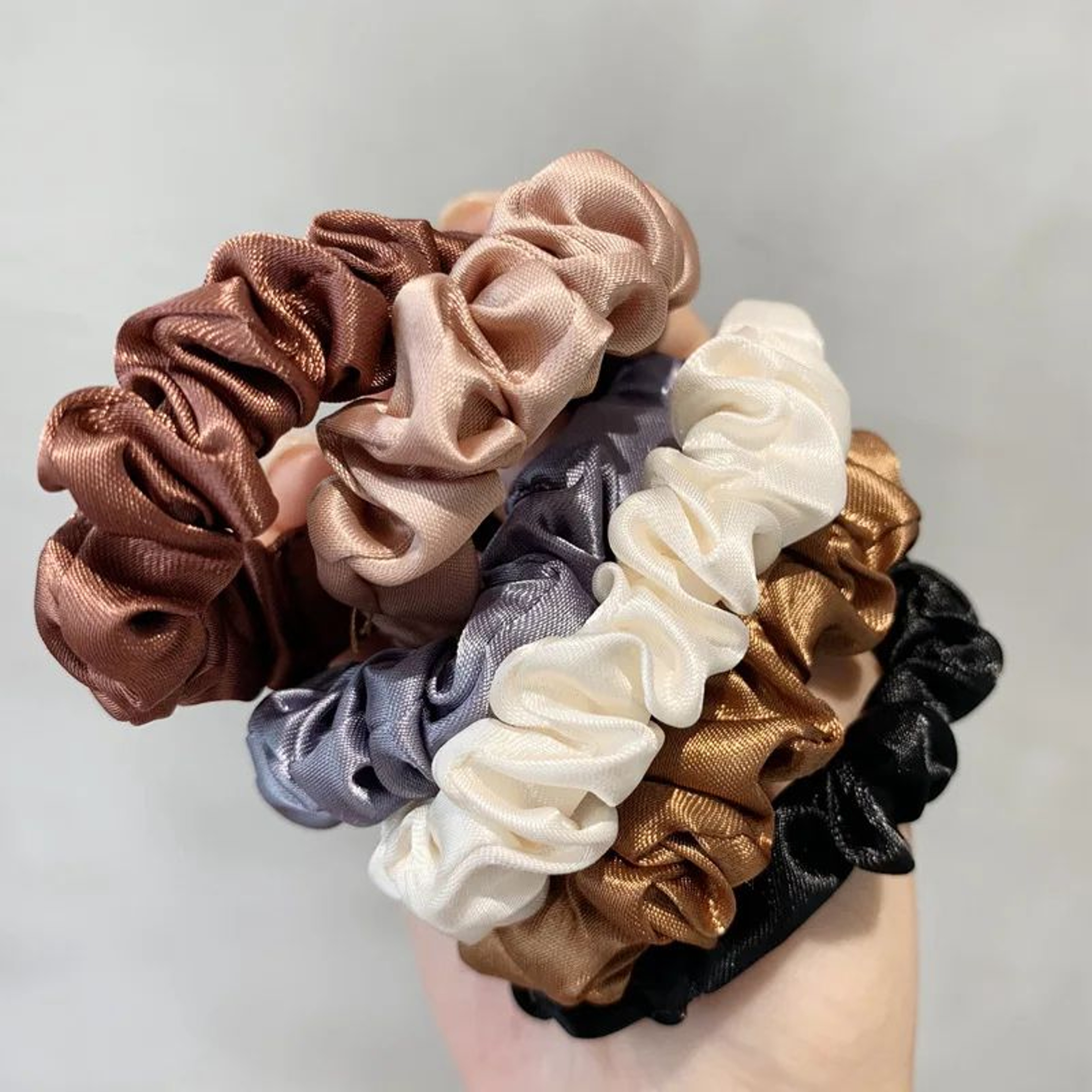 Silky Solid Color Hair Scrunchie Set 3