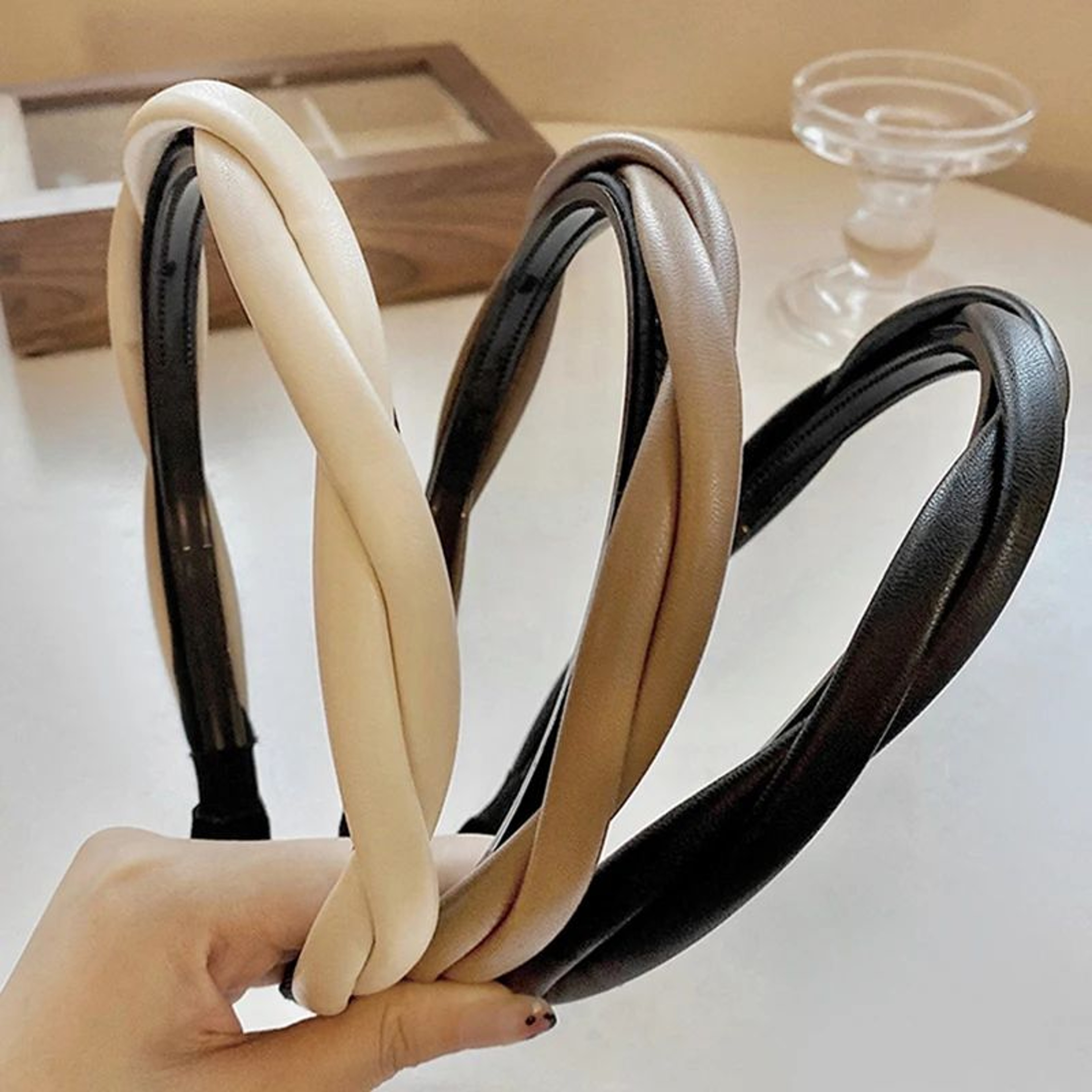 Braided PU Leather Non Slip Headband 2