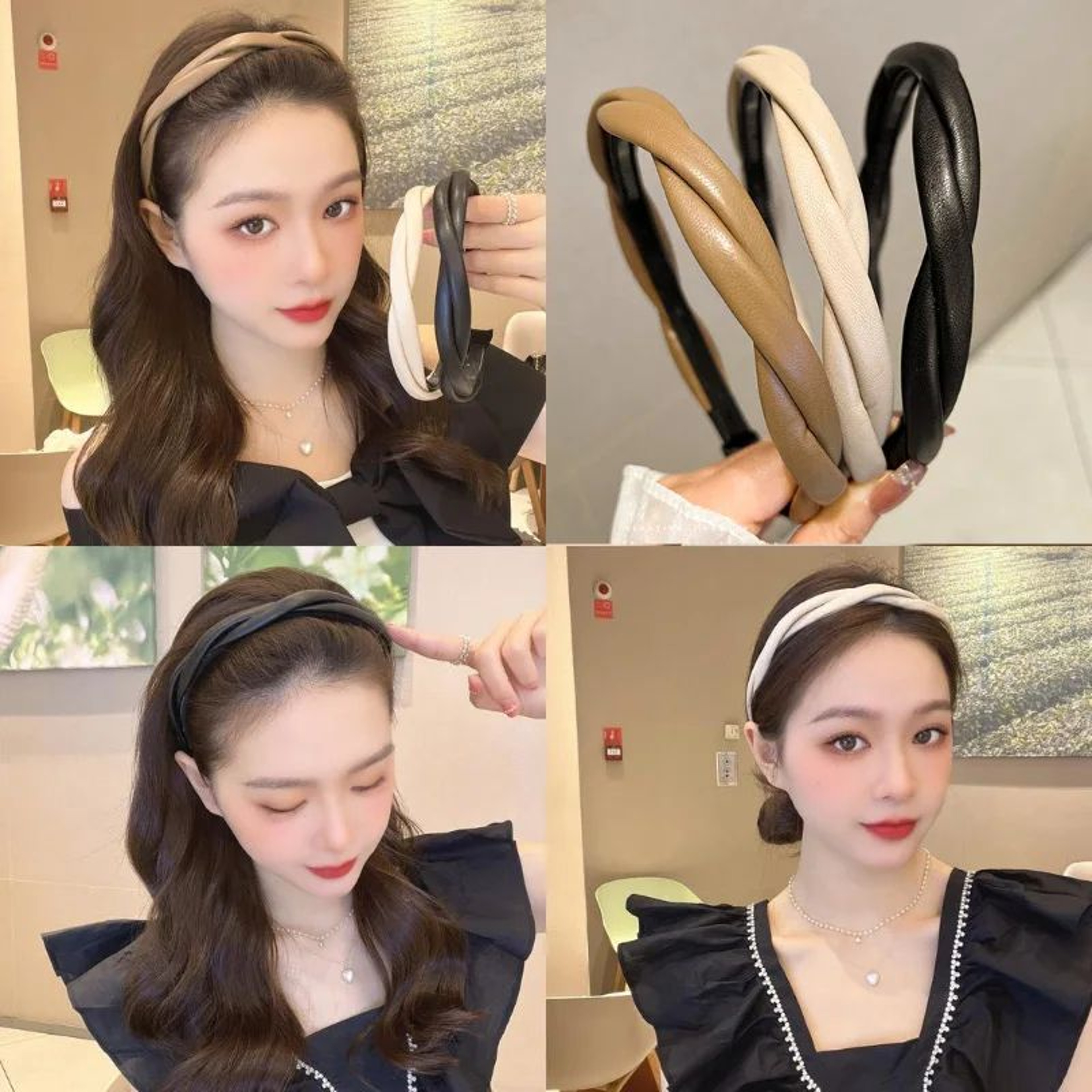 Braided PU Leather Non Slip Headband 1