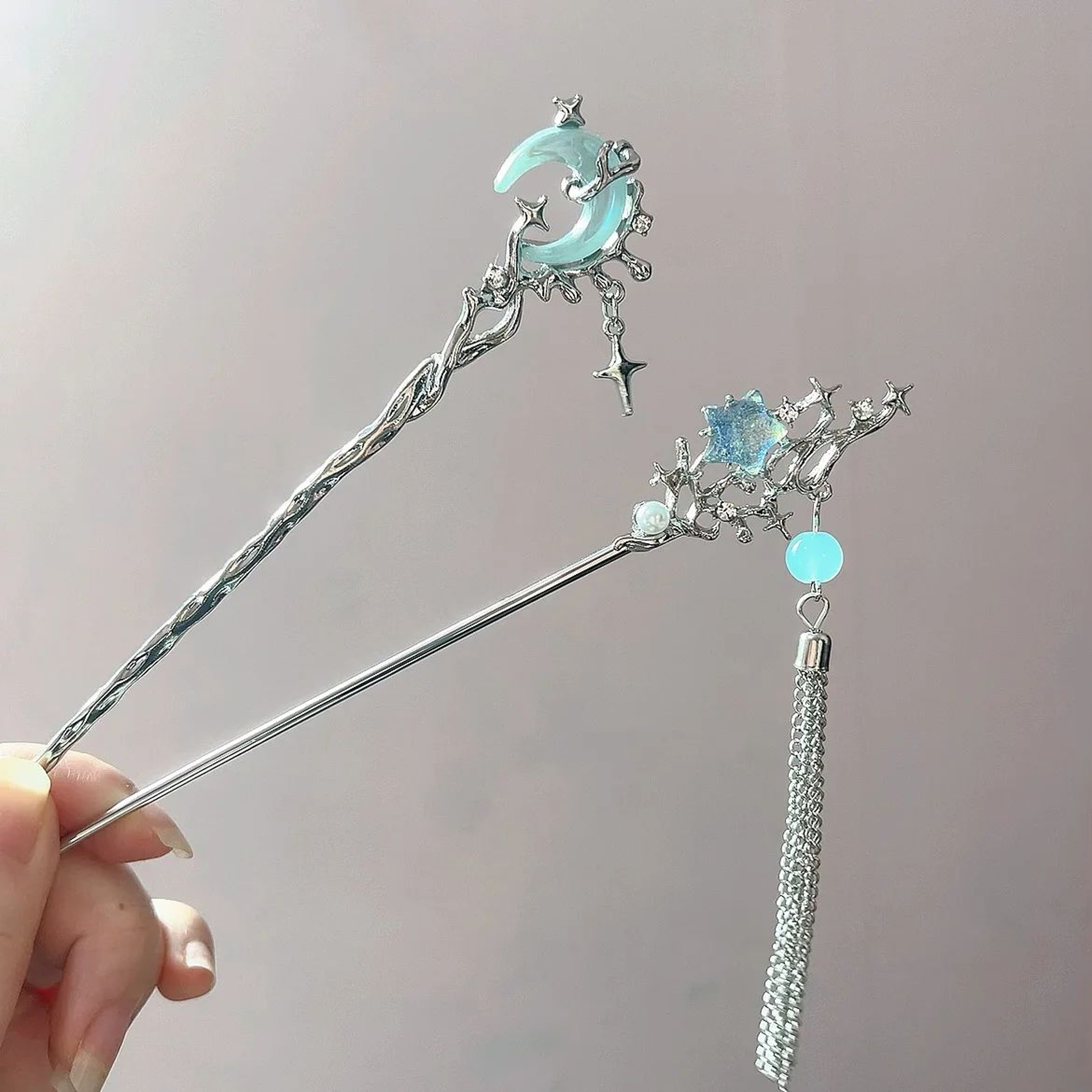 Celestial Moon Star Metal Hair Stick 3